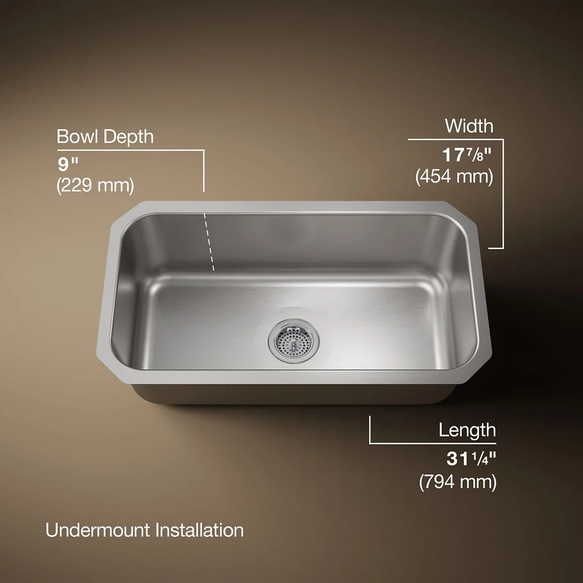 KOHLER K-5290 Undertone 31-1/4" undermount single-bowl kitchen sink - Image 6