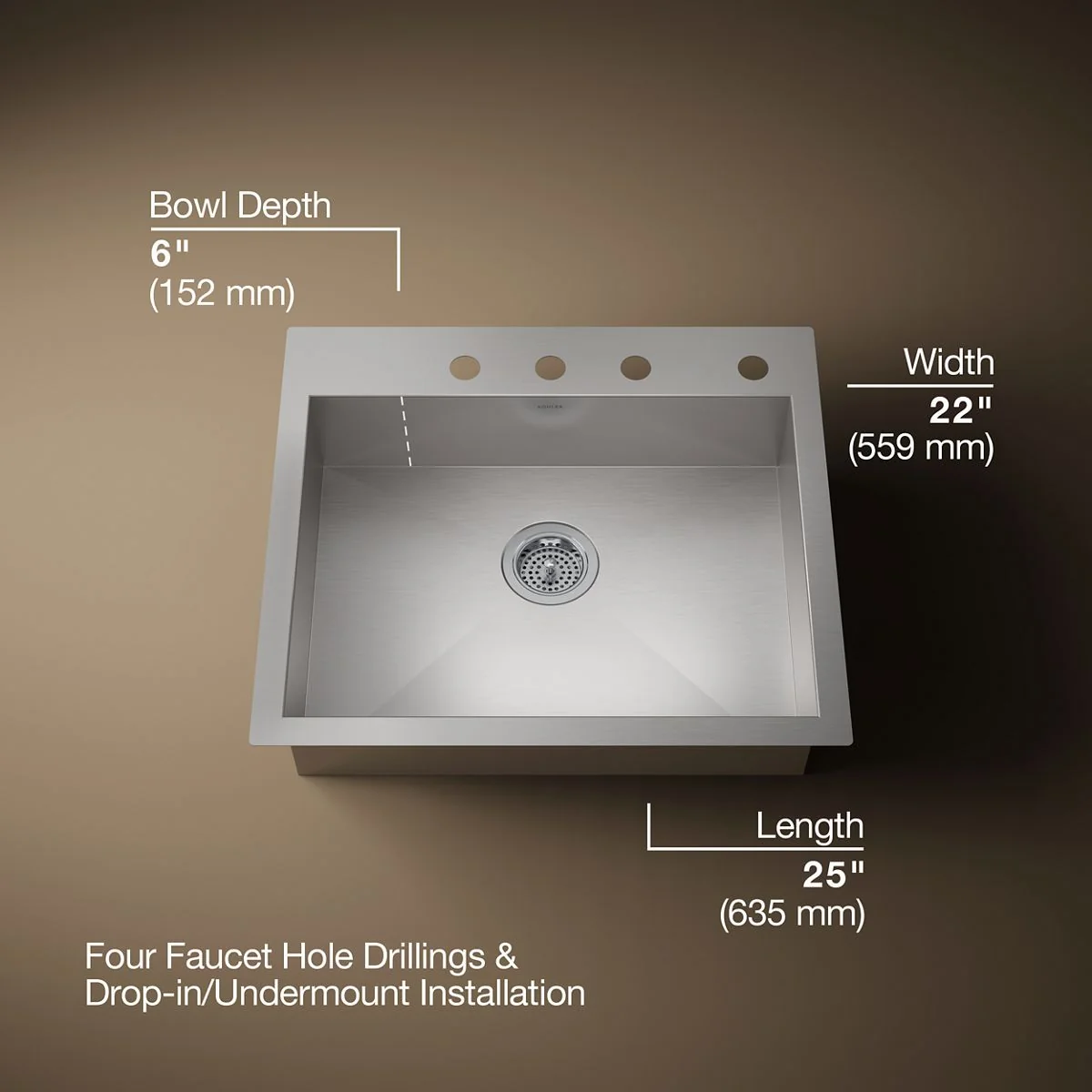 KOHLER K-3894 Vault 24" undermount single-bowl kitchen sink - Image 6