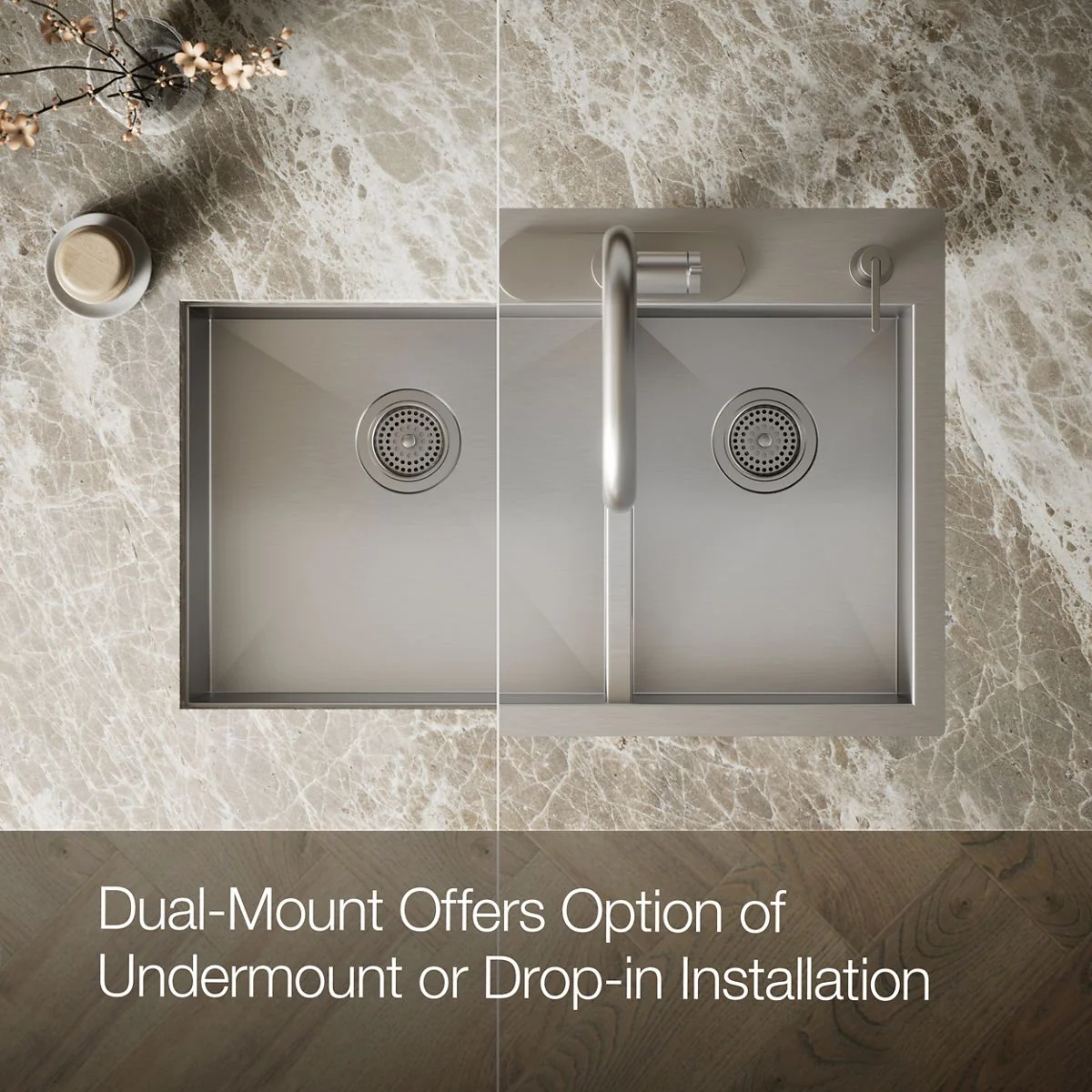 KOHLER K-3823-4 Vault 33" top-/undermount double-bowl kitchen sink - Image 6