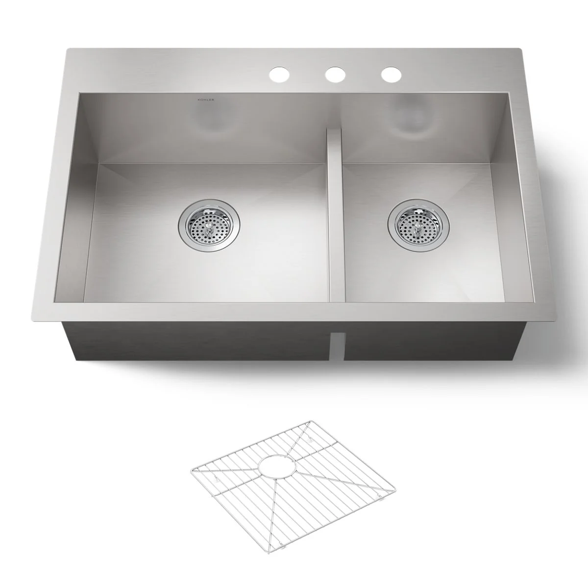 KOHLER K-3839-3 Vault Smart Divide 33" top-/undermount double-bowl kitchen sink - Image 5