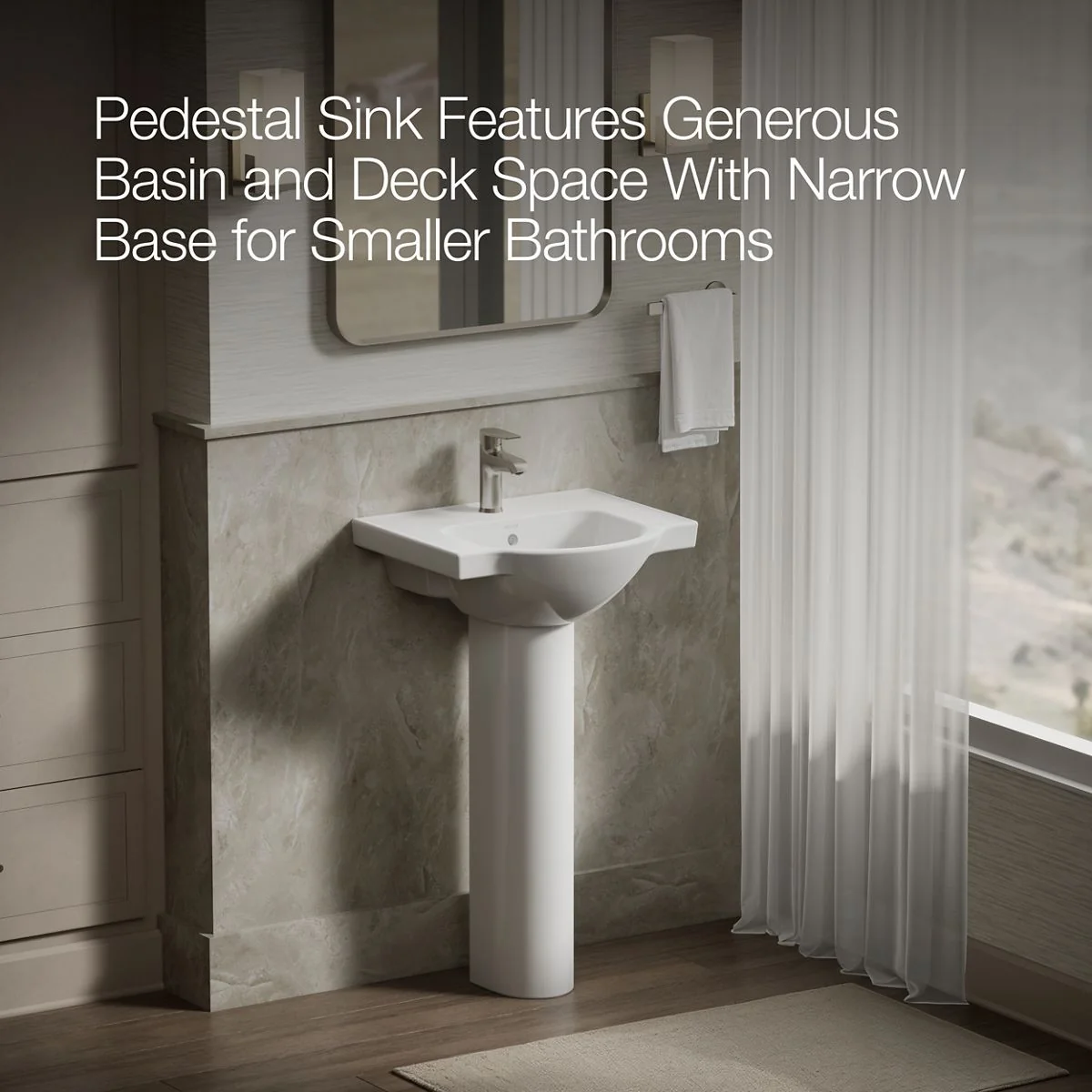 KOHLER K-5265-1 Veer 21" rectangular pedestal bathroom sink - Image 4