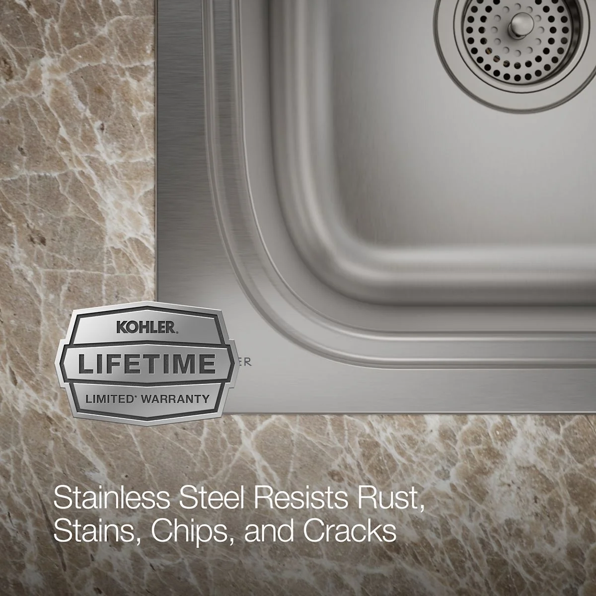 KOHLER K-5267-3 Verse 33" top-mount double-bowl kitchen sink - Image 3