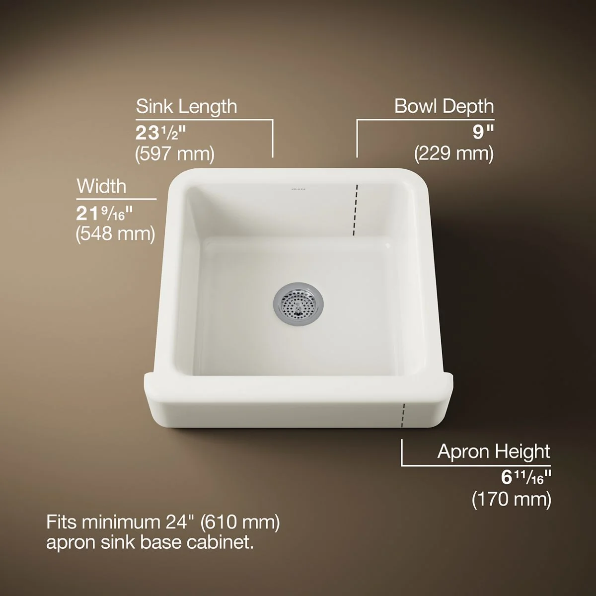 KOHLER K-5664 Whitehaven 23-1/2" undermount single-bowl farmhouse kitchen sink - Image 48