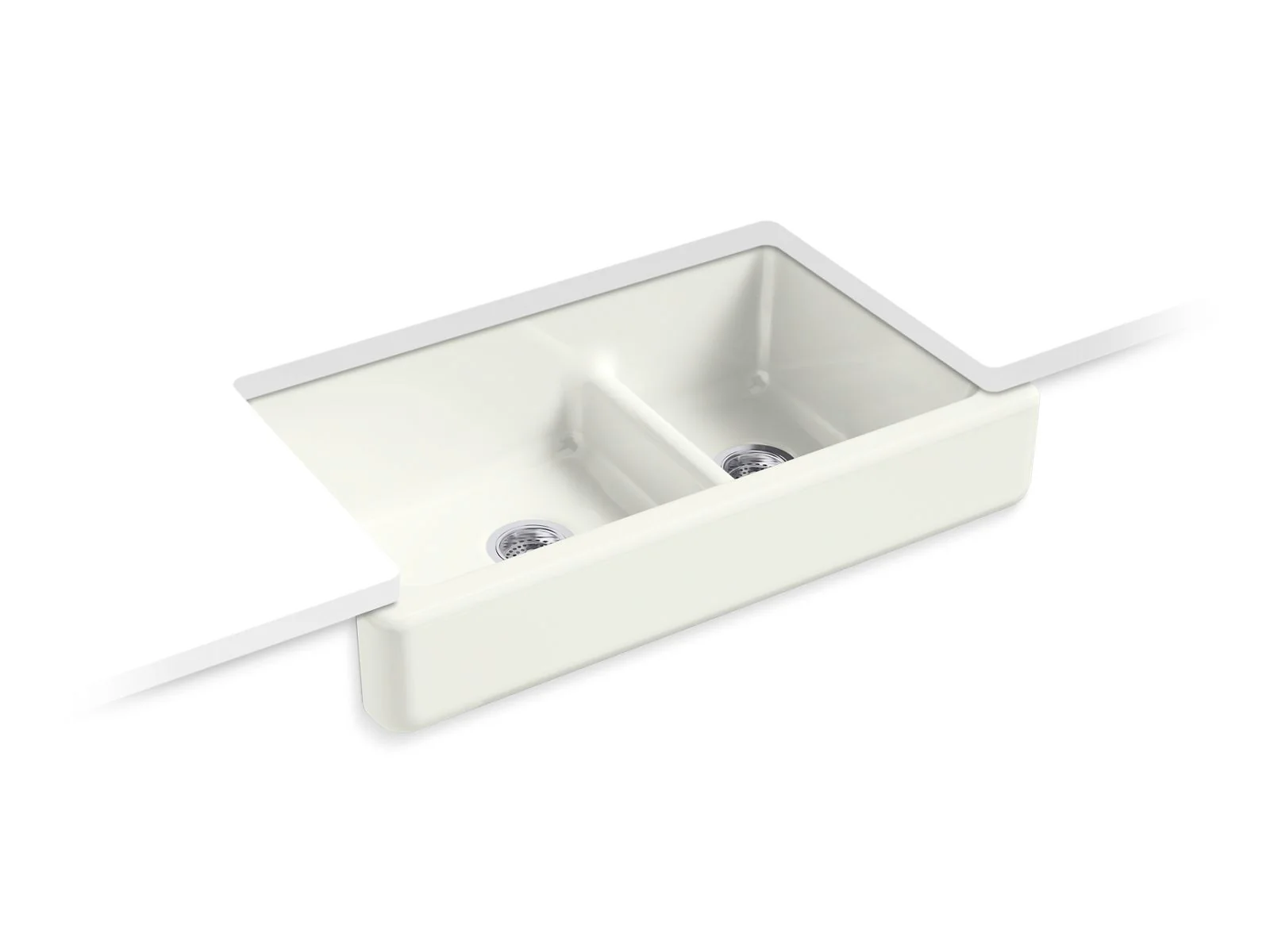 KOHLER K-6426 Whitehaven Smart Divide 35-1/2" undermount double-bowl farmhouse kitchen sink with short apron - Image 10