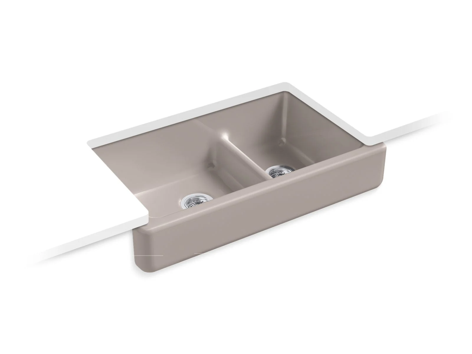 KOHLER K-6426 Whitehaven Smart Divide 35-1/2" undermount double-bowl farmhouse kitchen sink with short apron - Image 11