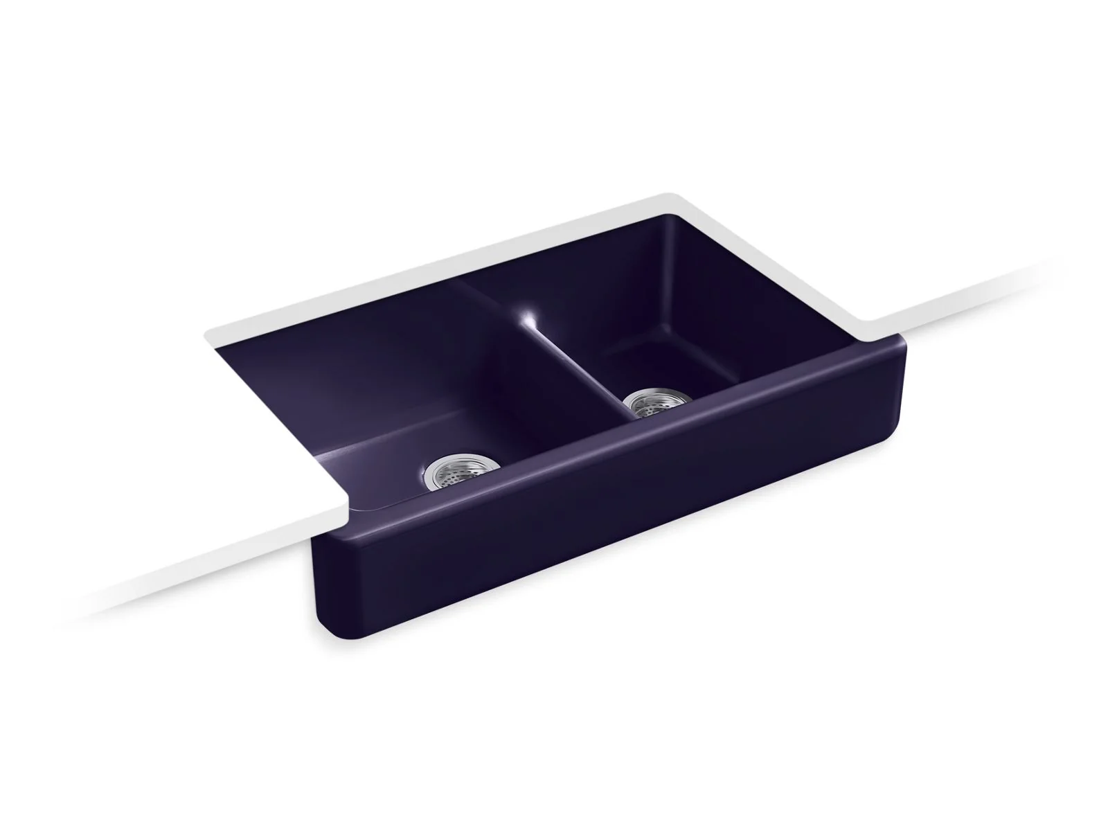 KOHLER K-6426 Whitehaven Smart Divide 35-1/2" undermount double-bowl farmhouse kitchen sink with short apron - Image 12