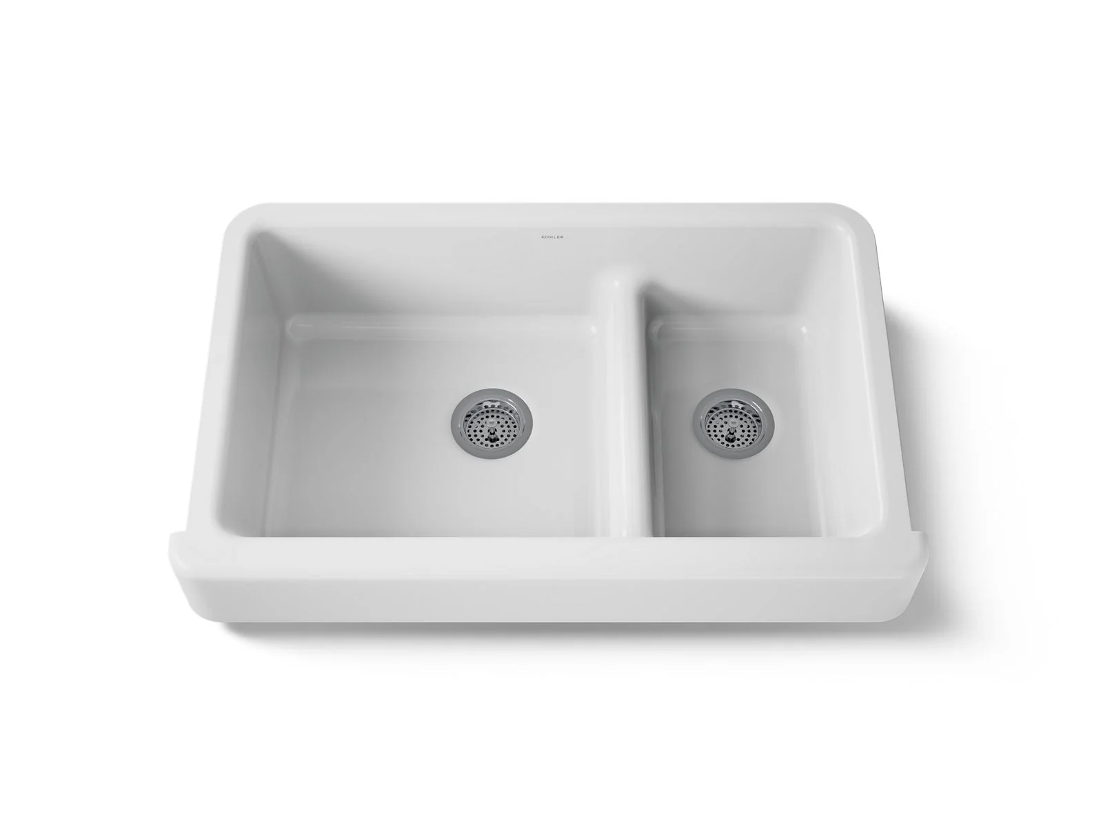 KOHLER K-6426 Whitehaven Smart Divide 35-1/2" undermount double-bowl farmhouse kitchen sink with short apron - Image 18