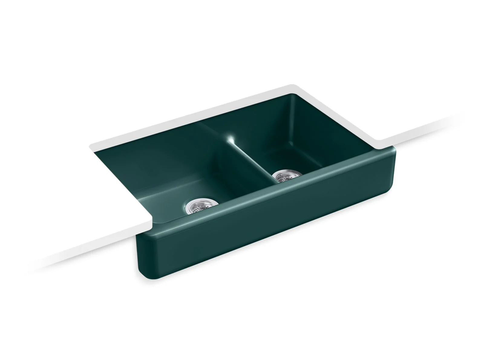KOHLER K-6426 Whitehaven Smart Divide 35-1/2" undermount double-bowl farmhouse kitchen sink with short apron - Image 2