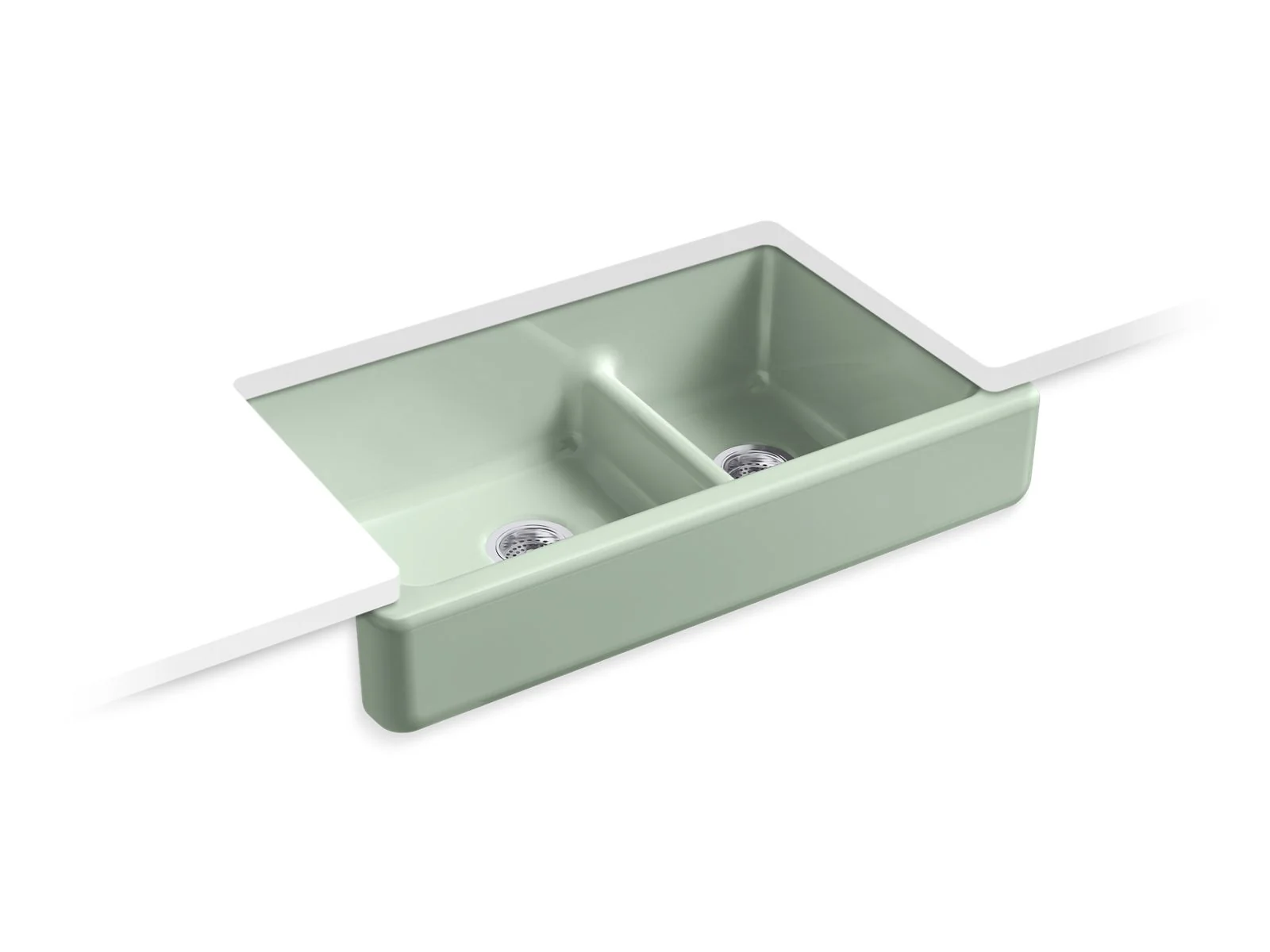 KOHLER K-6426 Whitehaven Smart Divide 35-1/2" undermount double-bowl farmhouse kitchen sink with short apron - Image 4