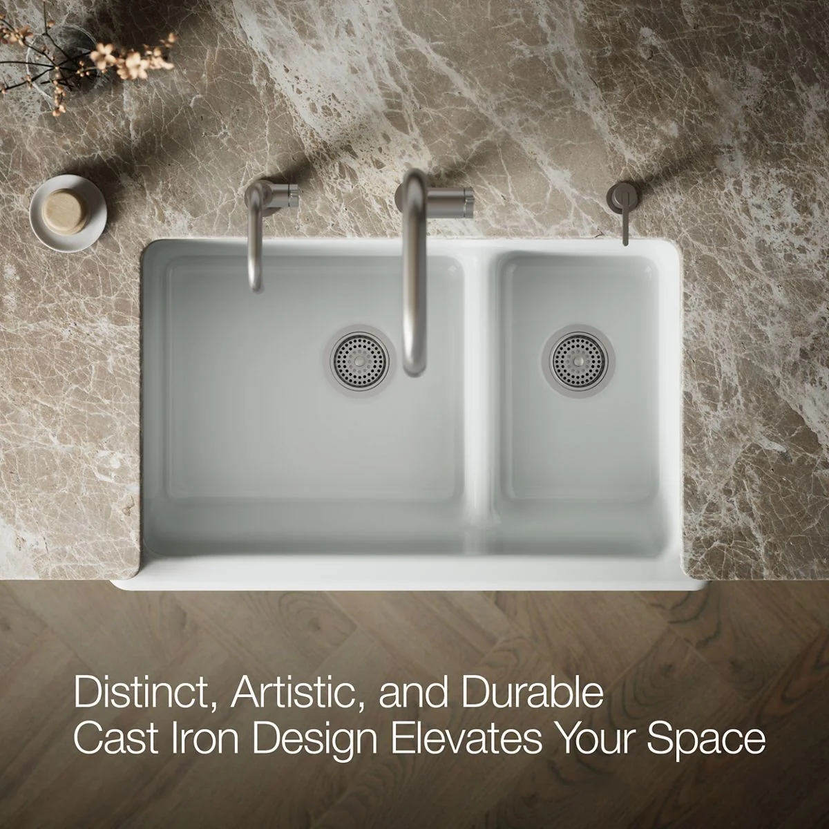 KOHLER K-6426 Whitehaven Smart Divide 35-1/2" undermount double-bowl farmhouse kitchen sink with short apron - Image 42