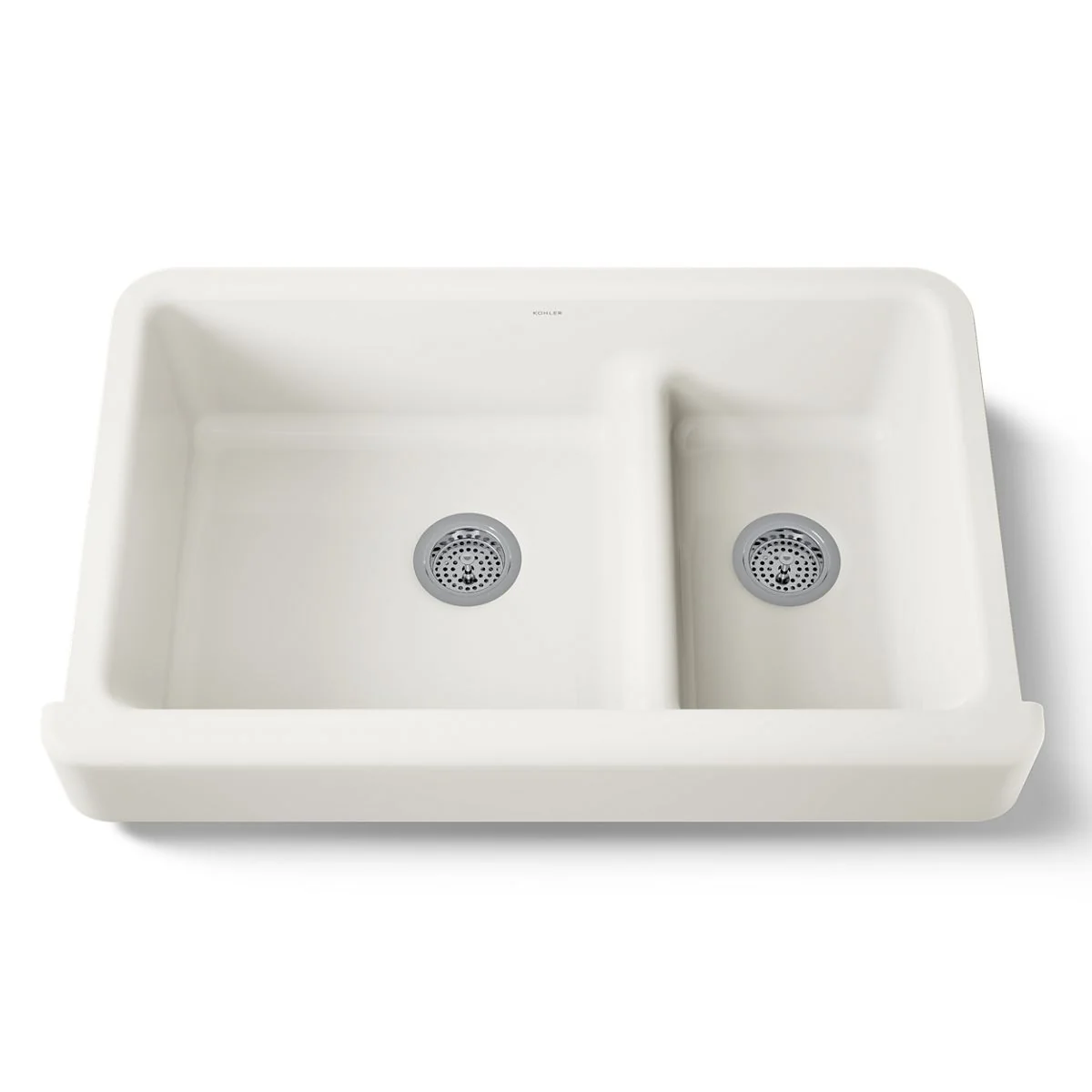 KOHLER K-6426 Whitehaven Smart Divide 35-1/2" undermount double-bowl farmhouse kitchen sink with short apron - Image 48