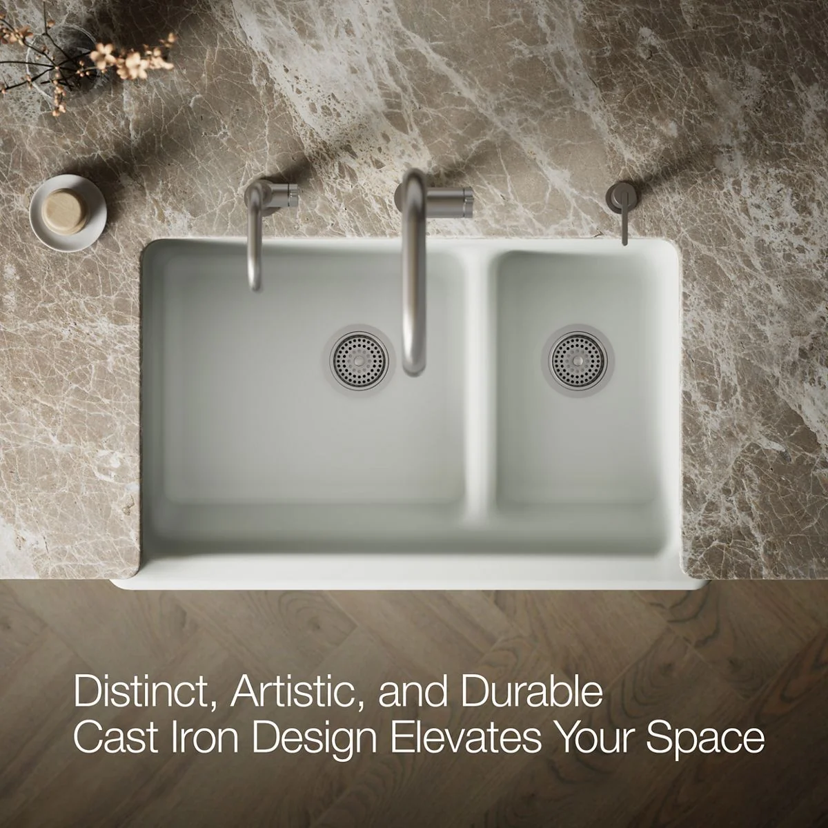 KOHLER K-6426 Whitehaven Smart Divide 35-1/2" undermount double-bowl farmhouse kitchen sink with short apron - Image 52