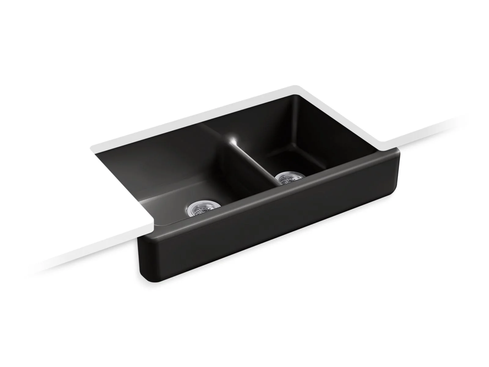 KOHLER K-6426 Whitehaven Smart Divide 35-1/2" undermount double-bowl farmhouse kitchen sink with short apron - Image 6