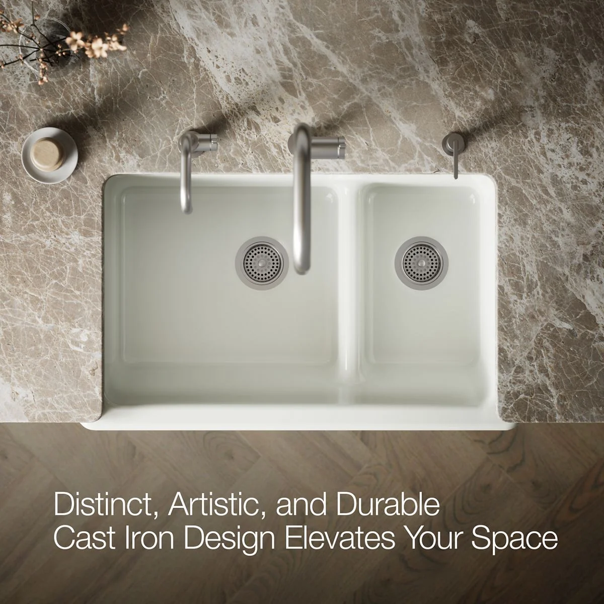 KOHLER K-6426 Whitehaven Smart Divide 35-1/2" undermount double-bowl farmhouse kitchen sink with short apron - Image 61