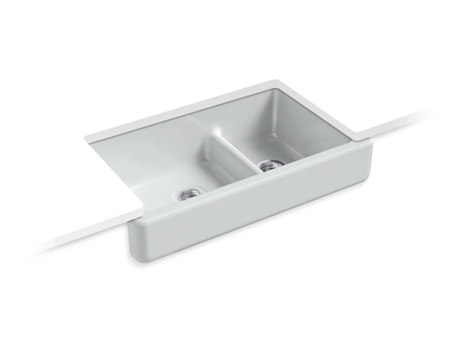 KOHLER K-6426 Whitehaven Smart Divide 35-1/2" undermount double-bowl farmhouse kitchen sink with short apron - Image 7