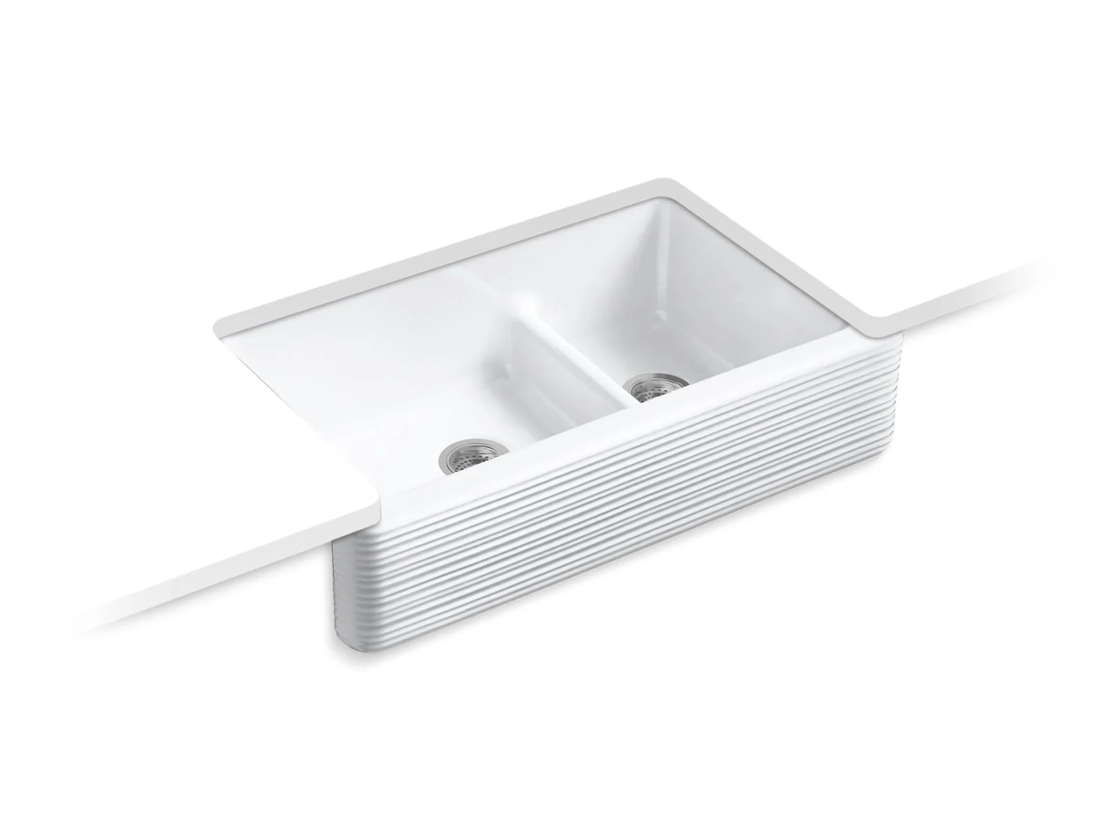 KOHLER K-6349 Whitehaven Smart Divide 35-11/16" undermount double-bowl farmhouse kitchen sink