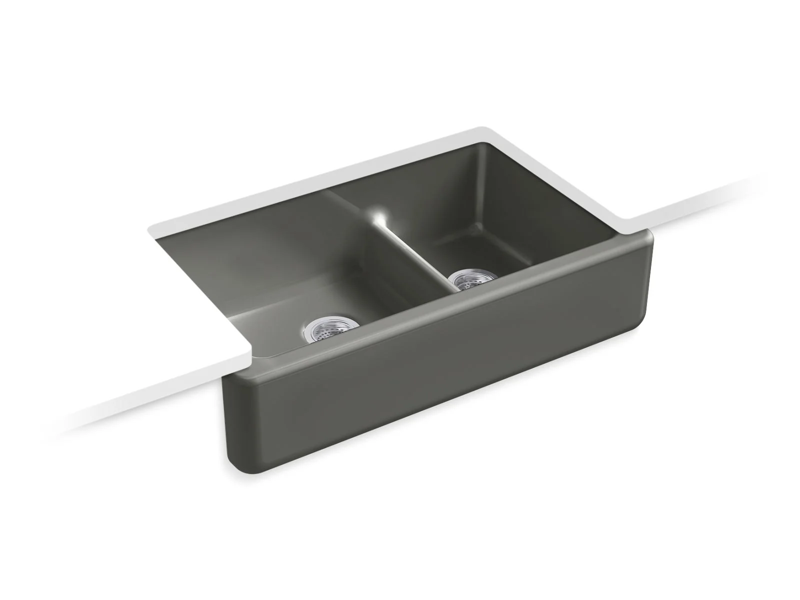 KOHLER K-6427 Whitehaven Smart Divide 35-3/4" undermount double-bowl farmhouse kitchen sink - Image 5