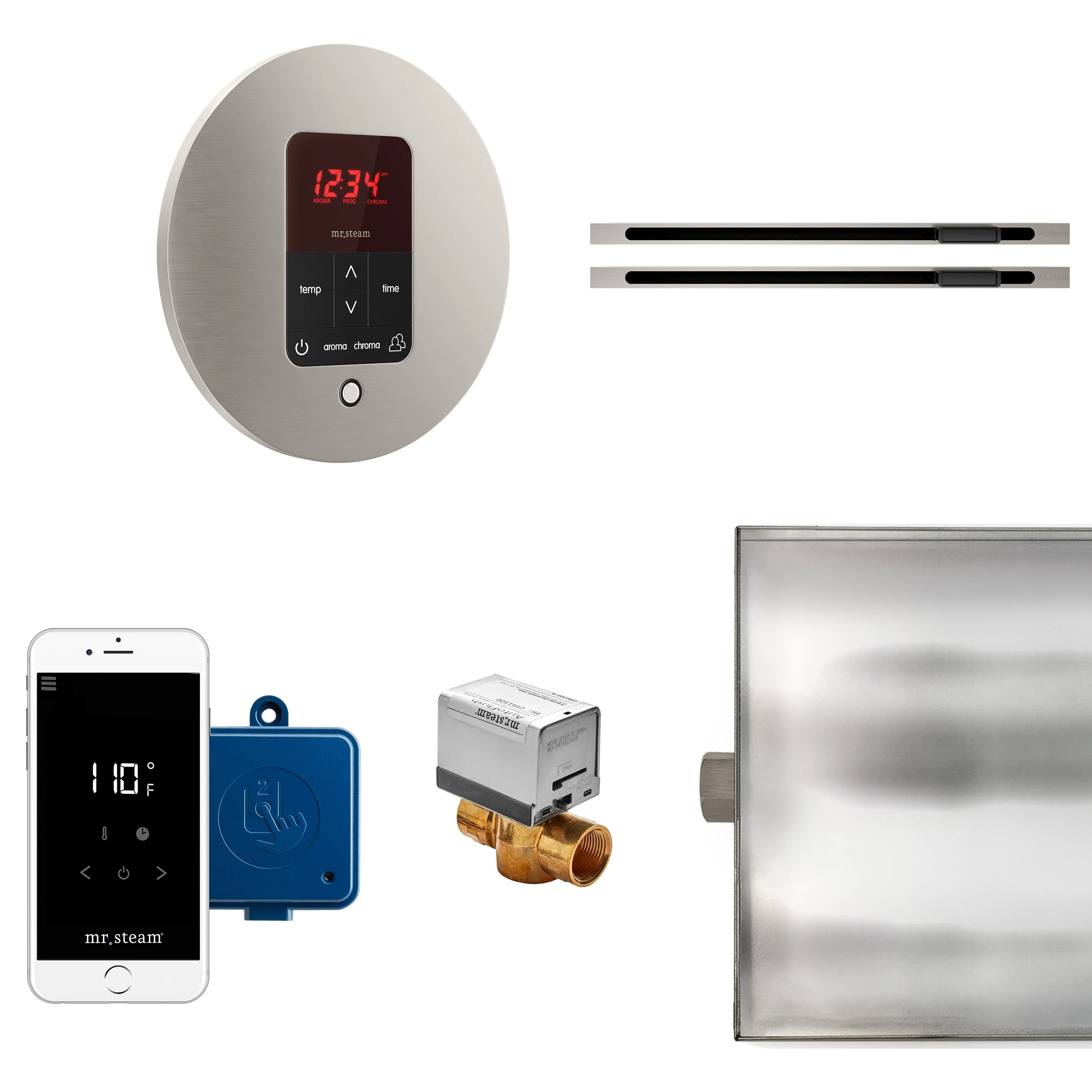 Mr. Steam BTLRLXRBN MS Butler® Max Linear Round in Brushed Nickel