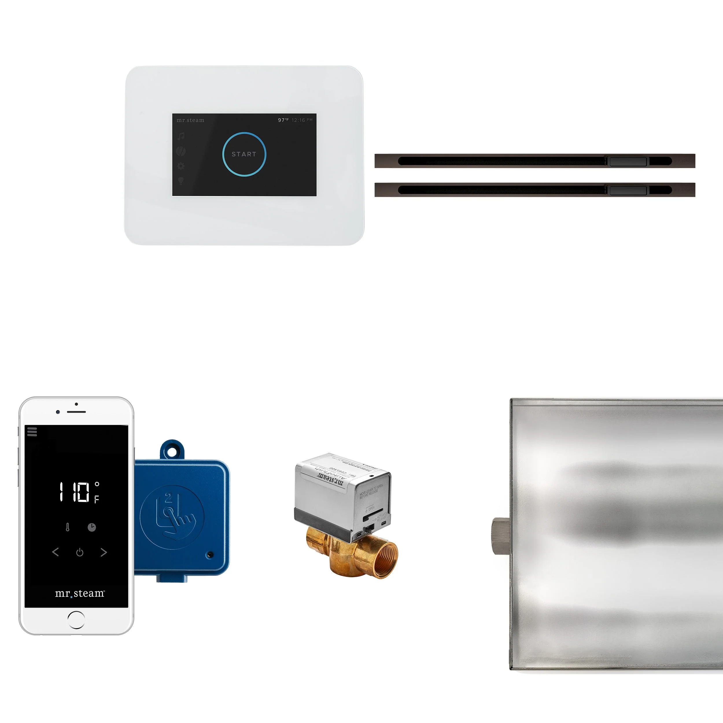 mr. steam I3BTLRLXBK-SB iButler® Max Satin Brass Linear Steam Generator Control Kit / Package in Black - Image 4