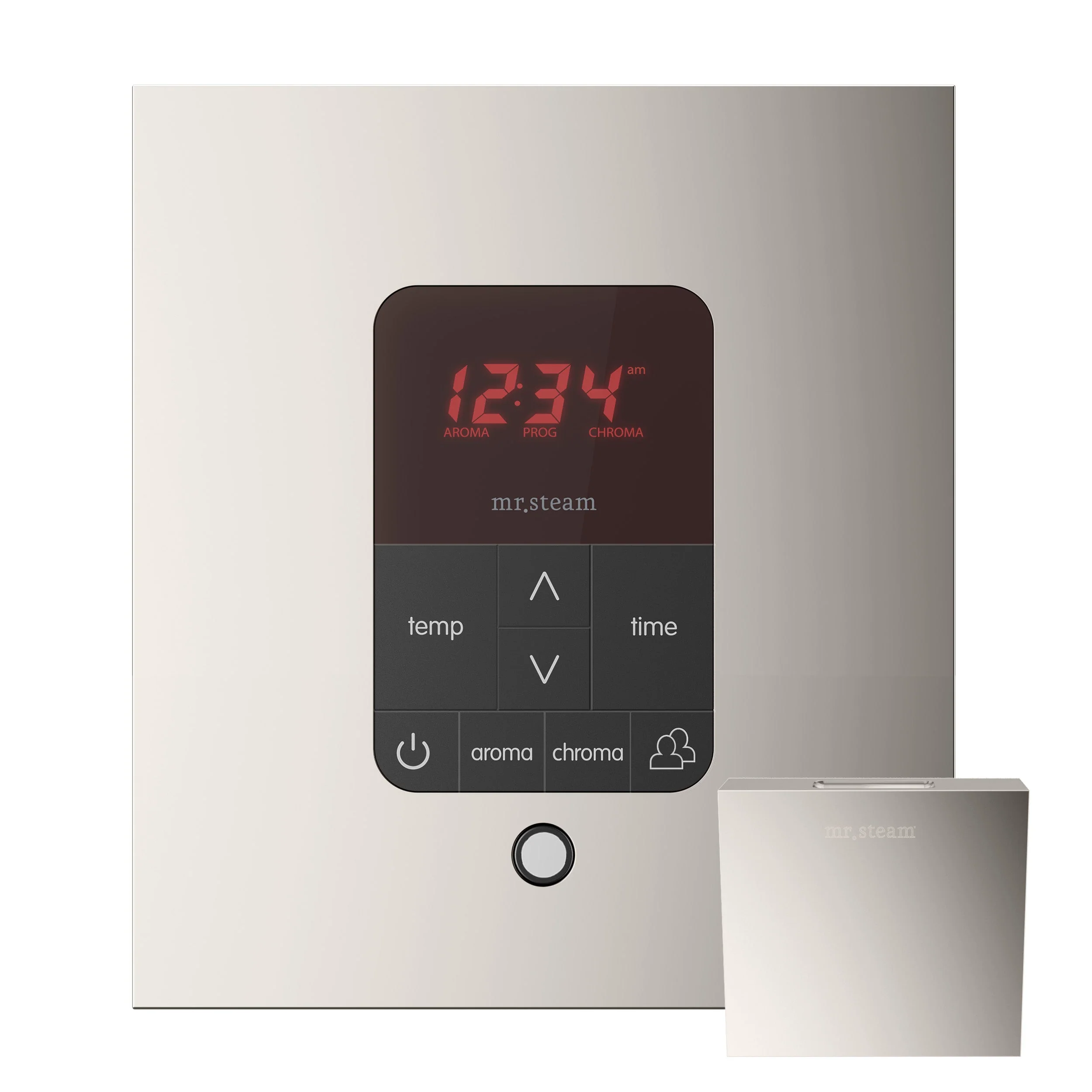 mr. steam MSITPLUSRD-WH iTempoPlus® Round Steam Shower Control in White with Polished Chrome Bezel - Image 8