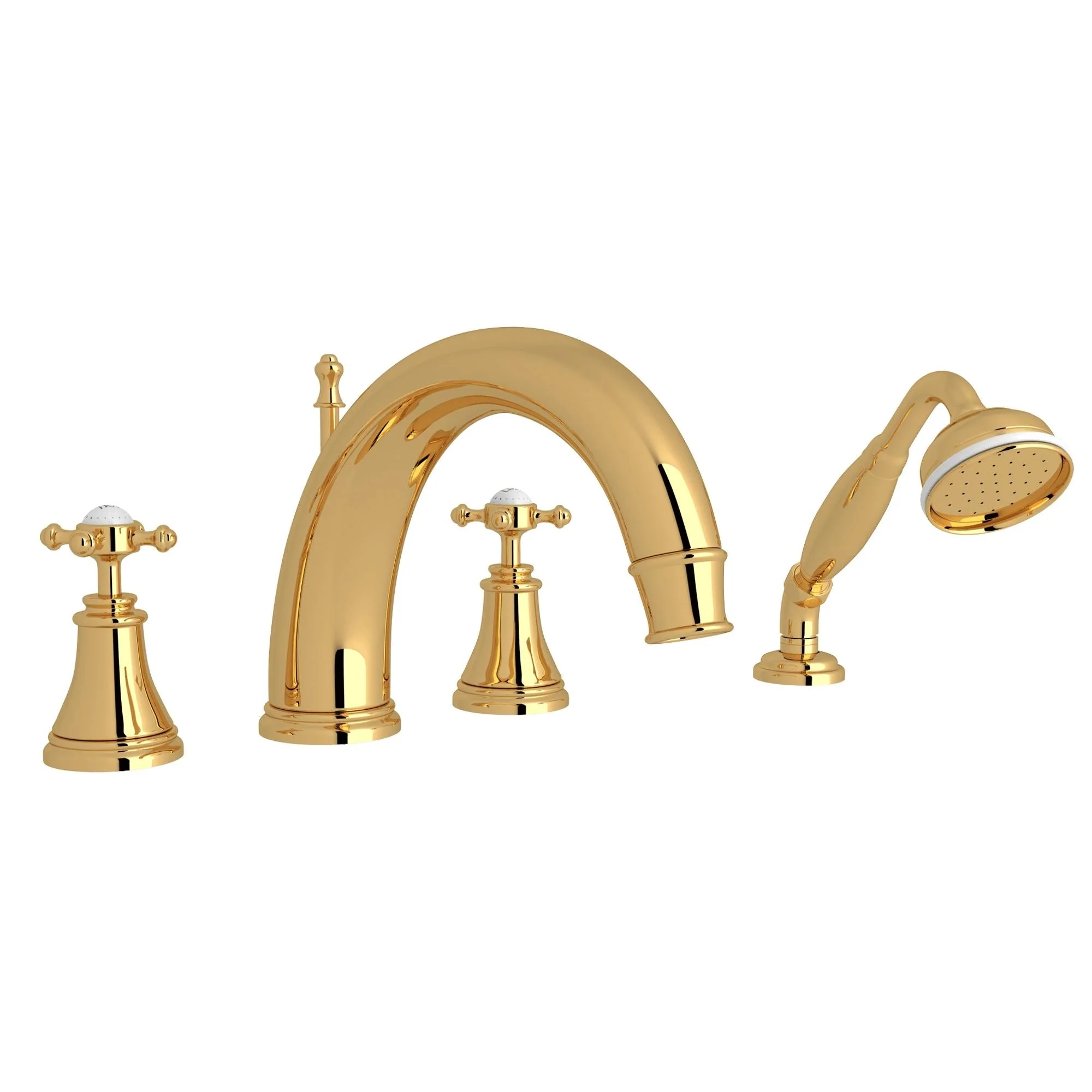Perrin & Rowe U.3649 Georgian Era 4-Hole Deck Mount Tub Filler with C-Spout - Image 3