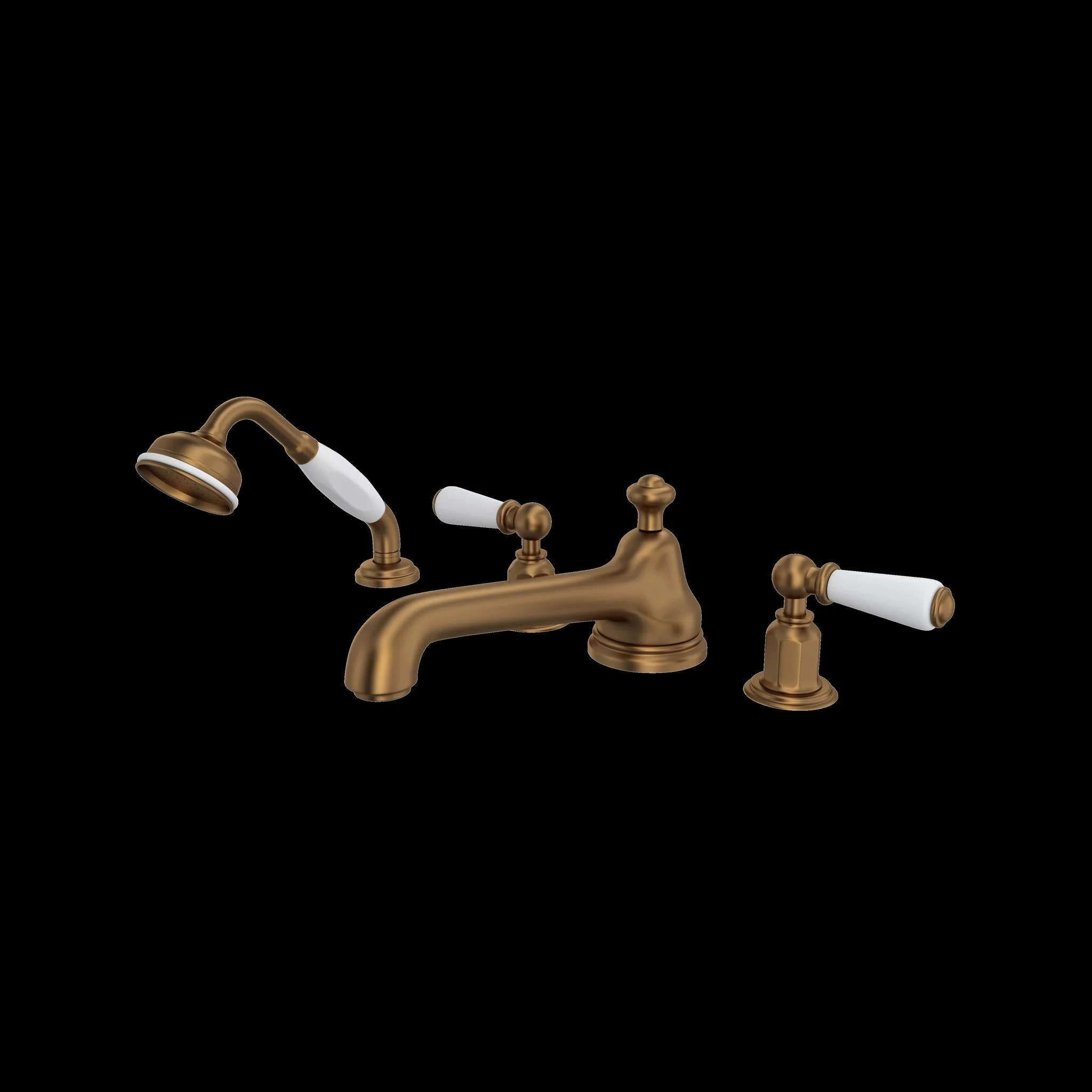 Perrin & Rowe U.3737 Edwardian 4-Hole Deck Mount Tub Filler with Low Spout - Image 2