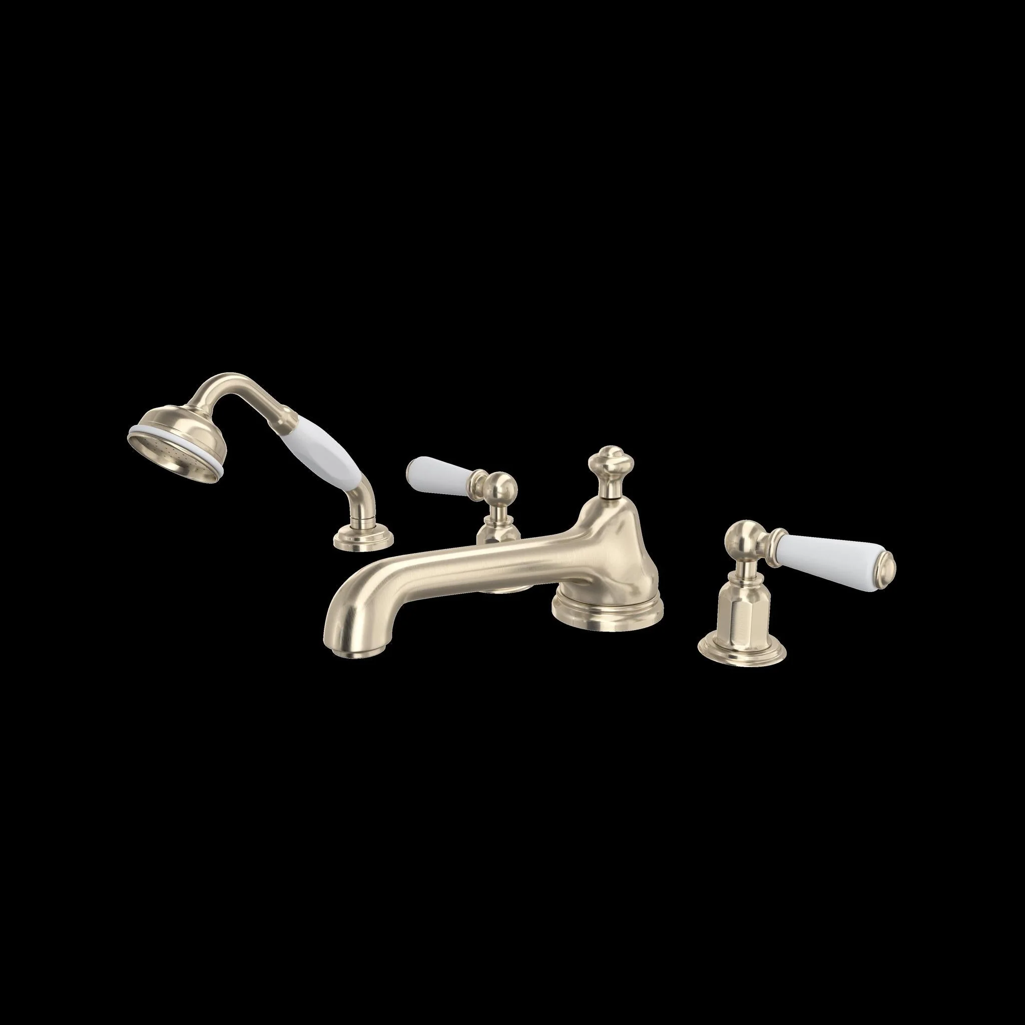 Perrin & Rowe U.3737 Edwardian 4-Hole Deck Mount Tub Filler with Low Spout - Image 5