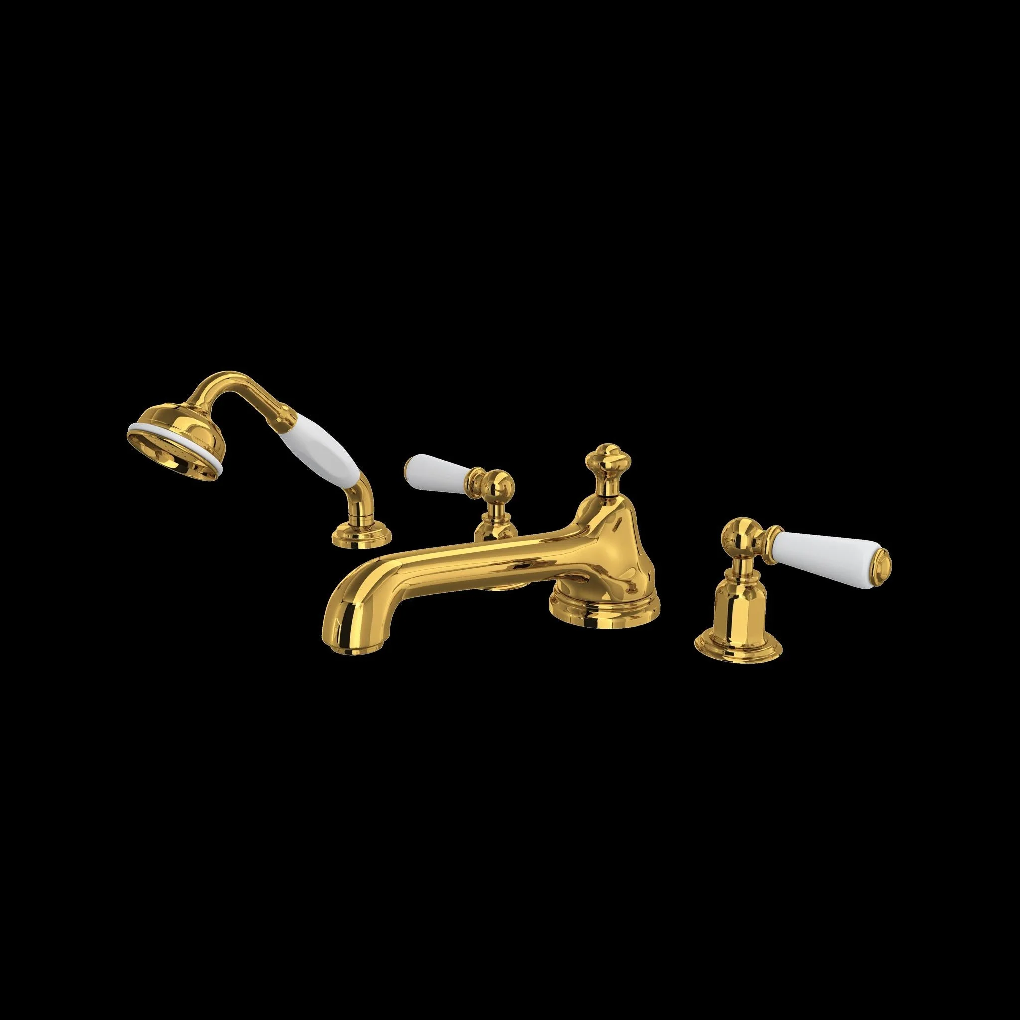 Perrin & Rowe U.3737 Edwardian 4-Hole Deck Mount Tub Filler with Low Spout - Image 6
