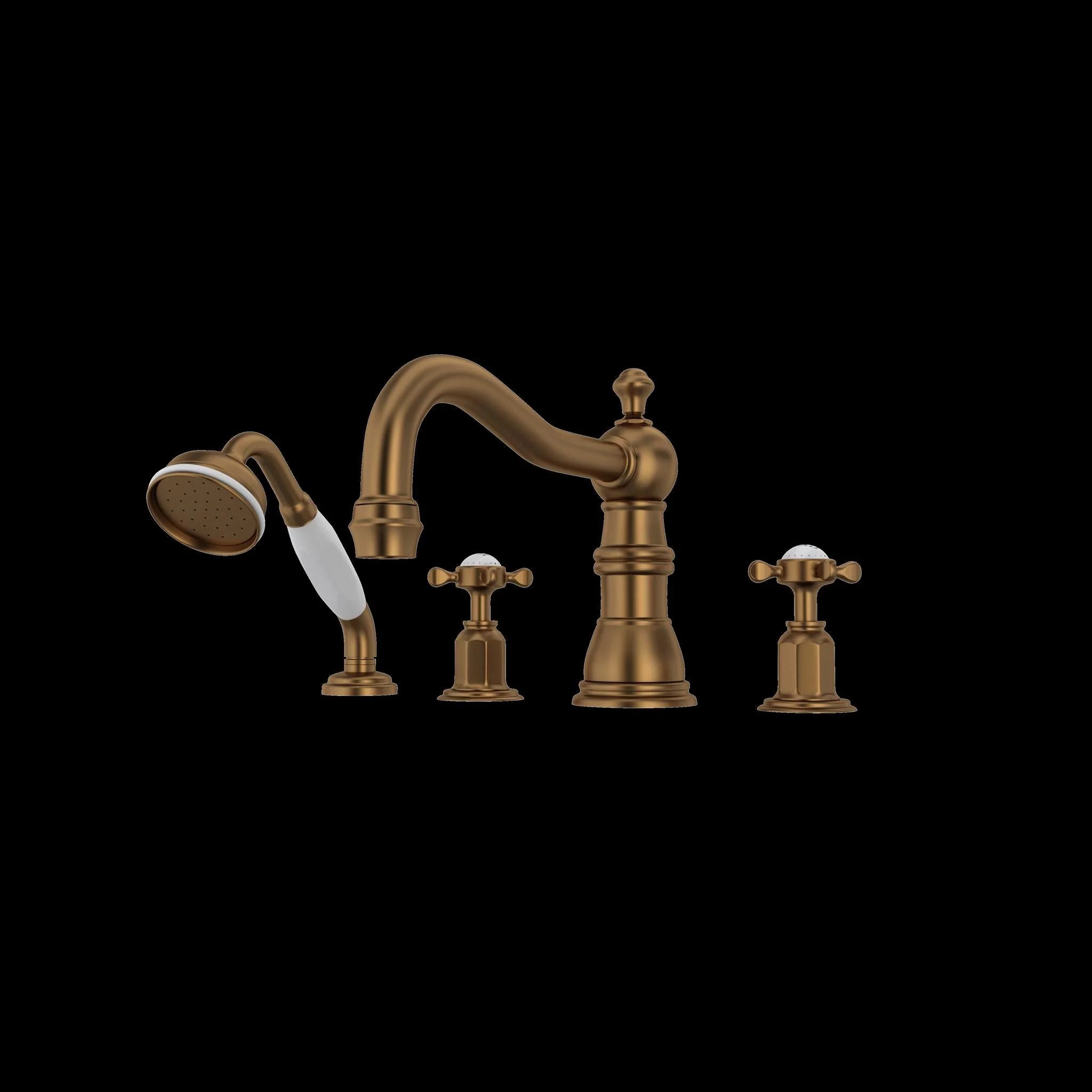Perrin & Rowe U.3746 Edwardian 4-Hole Deck Mount Tub Filler with Column Spout - Image 2