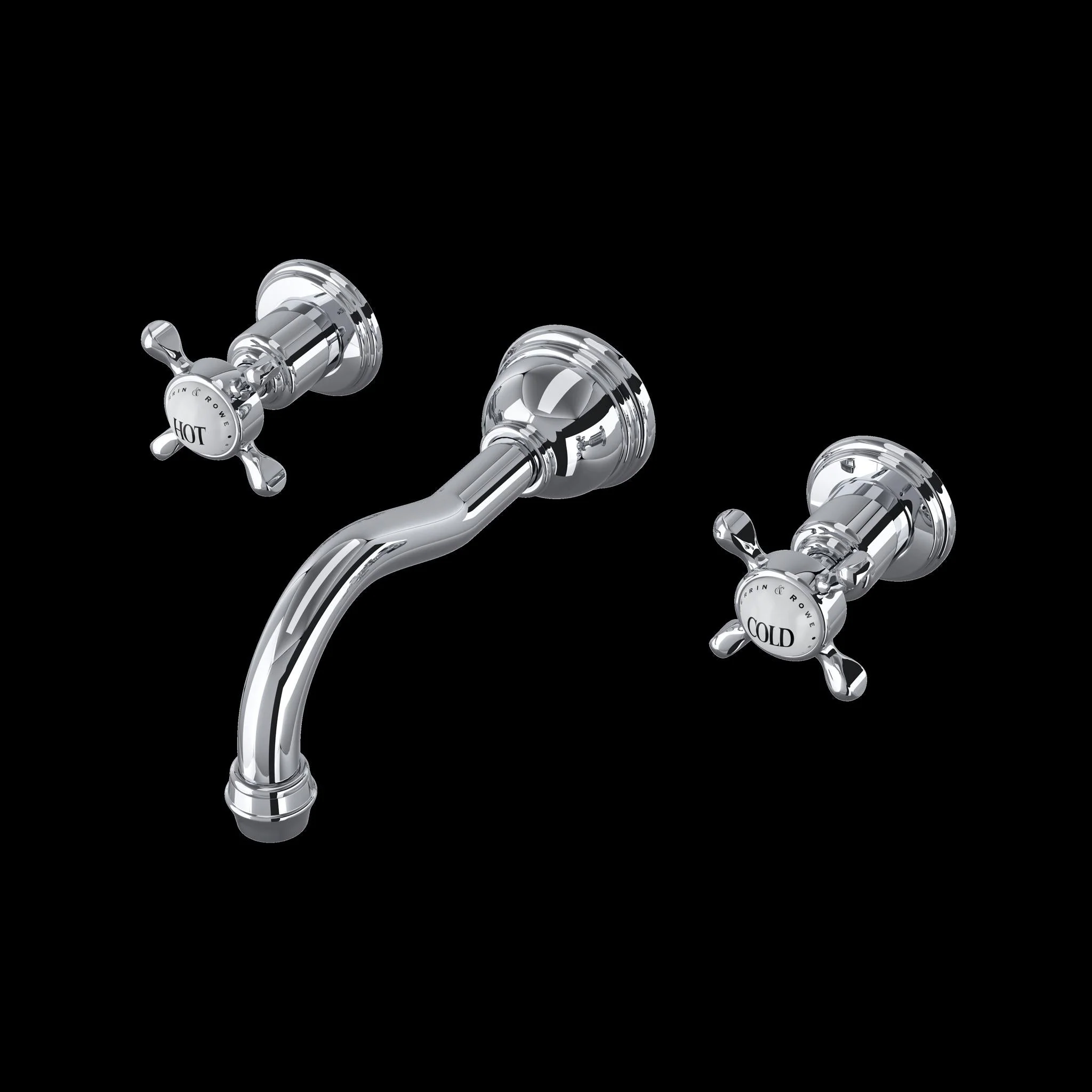 Perrin & Rowe U.3791 Edwardian Wall Mount Lavatory Faucet With Column Spout