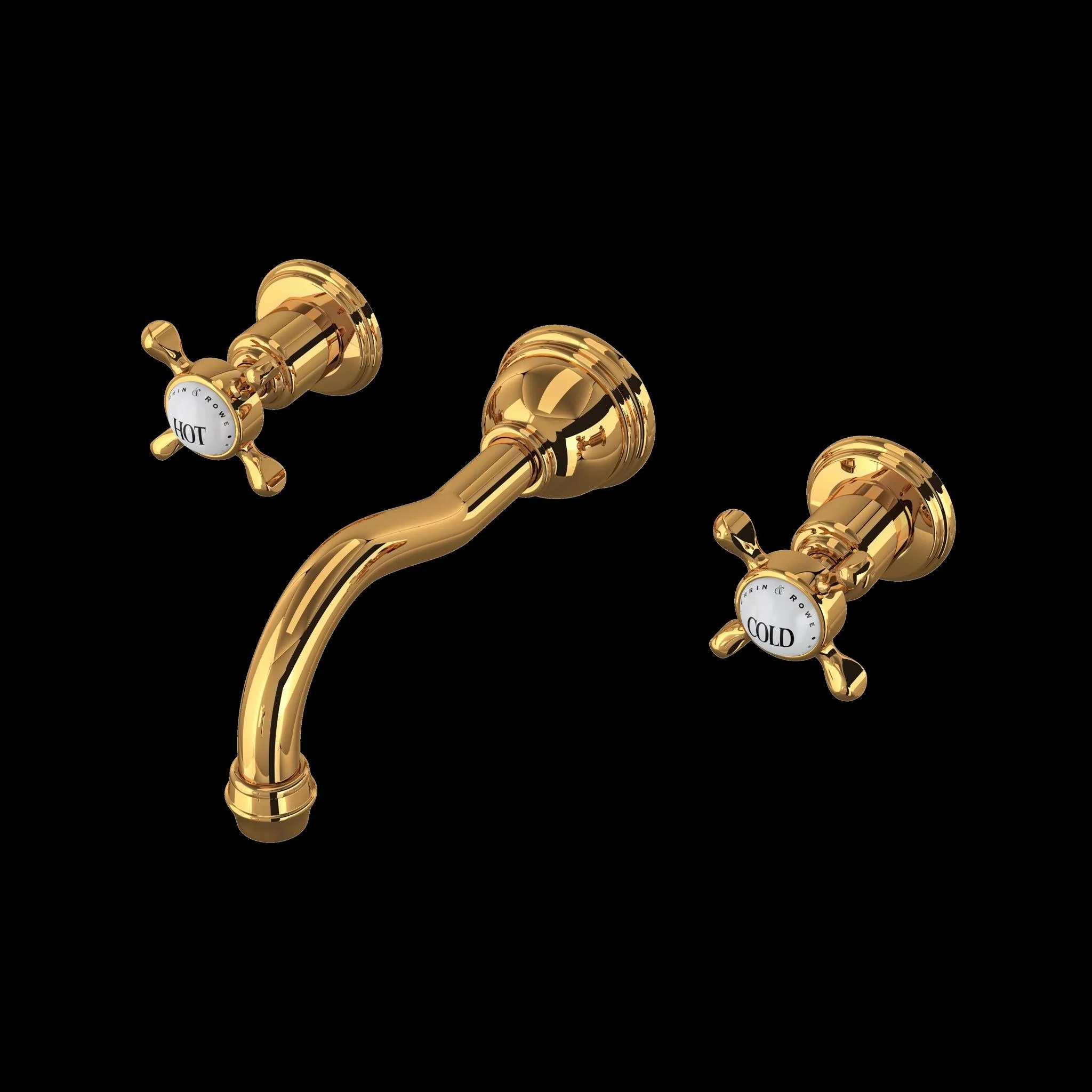 Perrin & Rowe U.3791 Edwardian Wall Mount Lavatory Faucet With Column Spout - Image 3