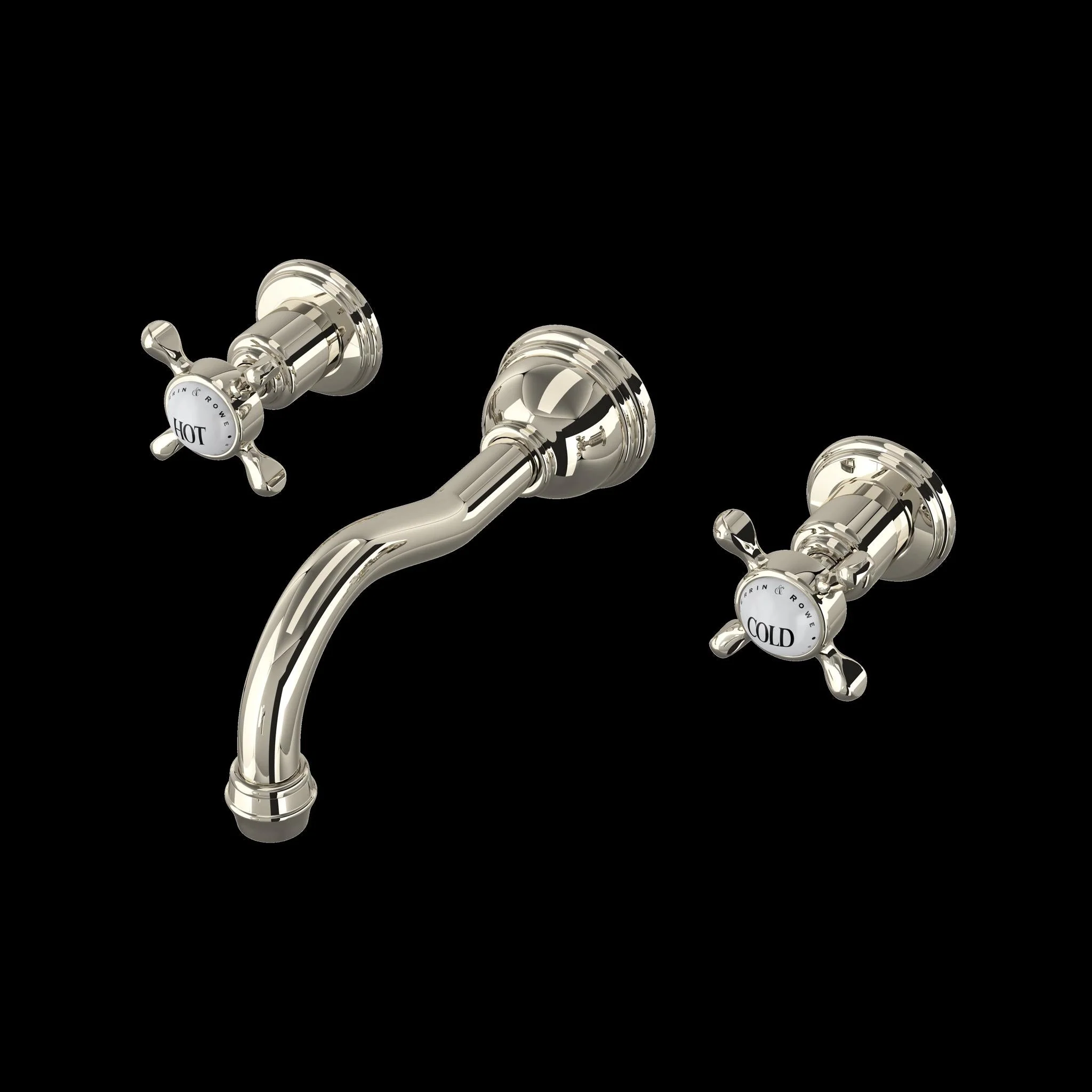 Perrin & Rowe U.3791 Edwardian Wall Mount Lavatory Faucet With Column Spout - Image 4