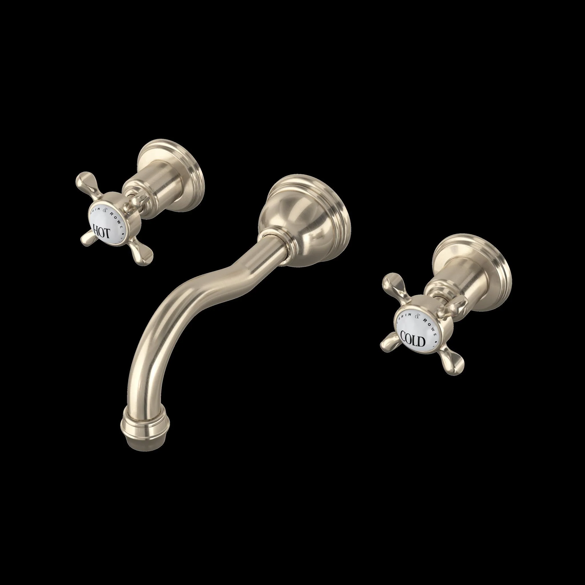Perrin & Rowe U.3791 Edwardian Wall Mount Lavatory Faucet With Column Spout - Image 5