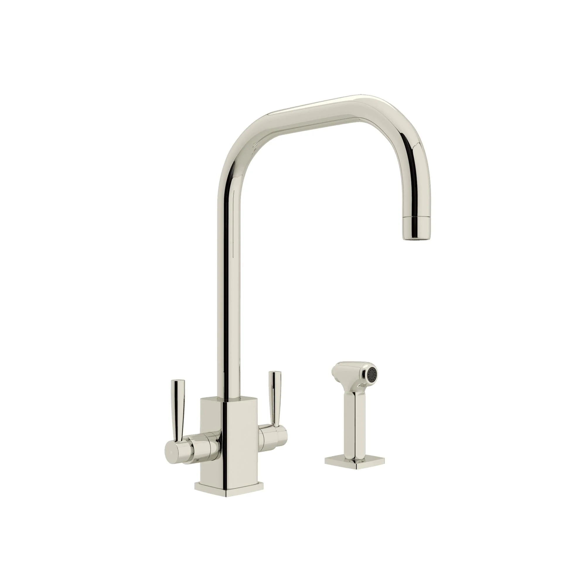 Perrin & Rowe U.4310 Holborn Two Handle Kitchen Faucet With U-Spout and Side Spray - Image 3