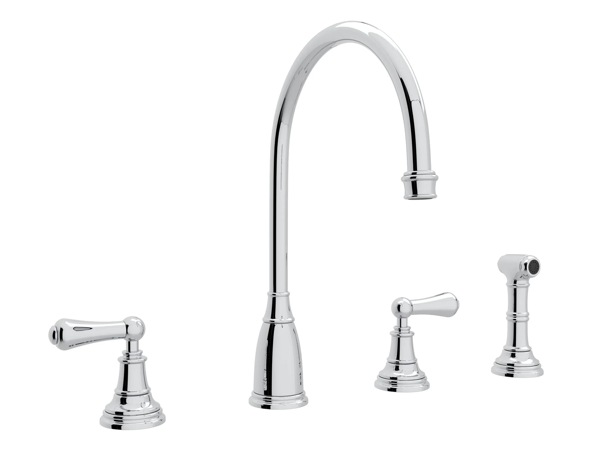 Perrin & Rowe U.4736 Georgian Era Two Handle Kitchen Faucet With Side Spray