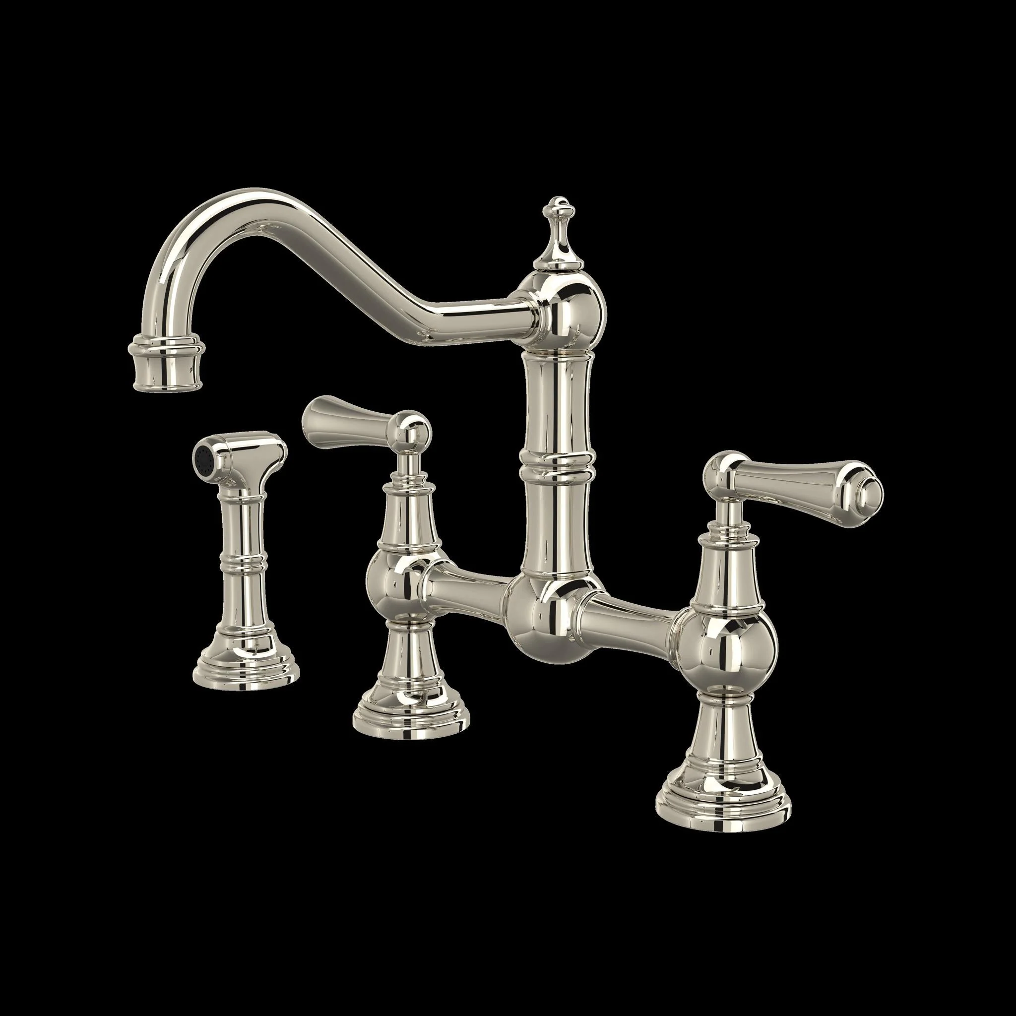 Perrin & Rowe U.4756 Edwardian Bridge Kitchen Faucet With Side Spray - Image 4