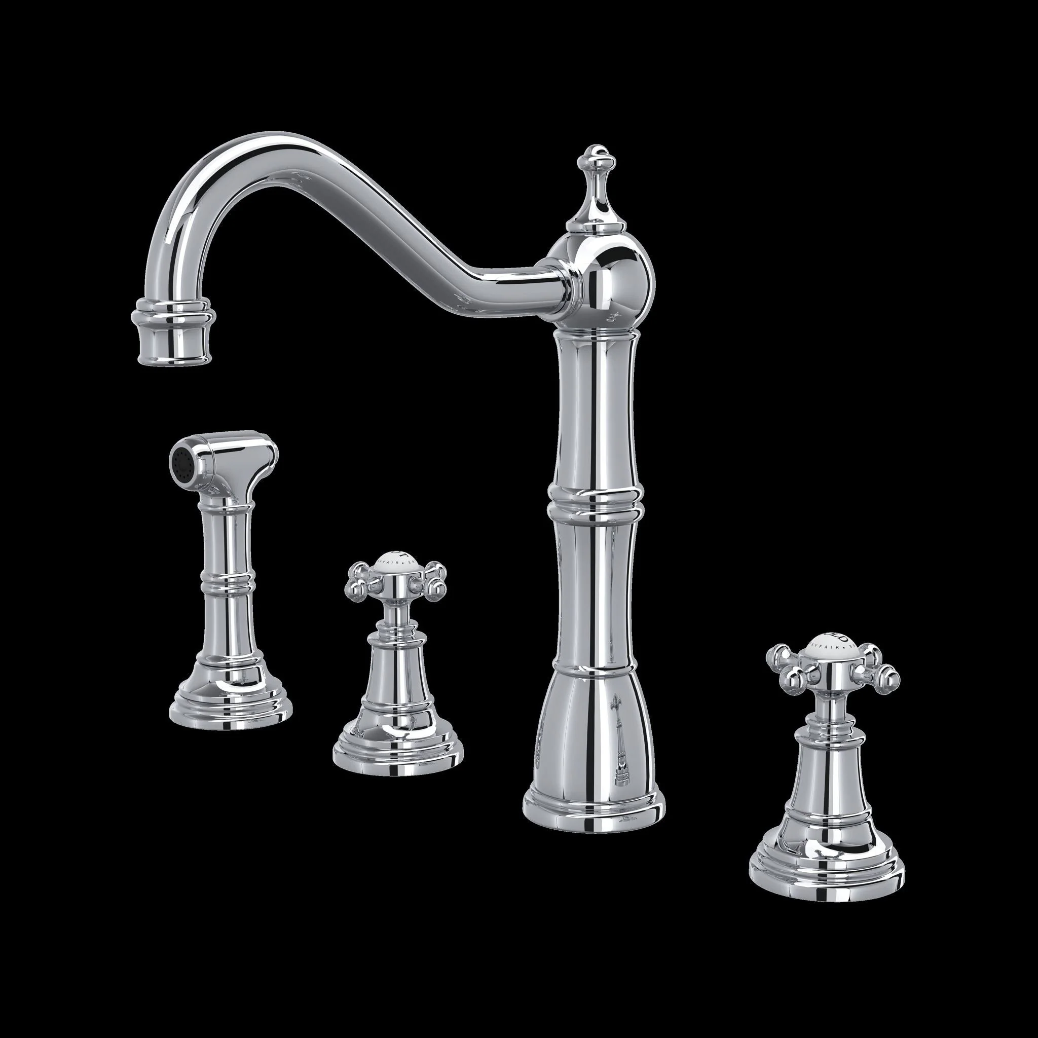 Perrin & Rowe U.4775 Edwardian Two Handle Kitchen Faucet With Side Spray