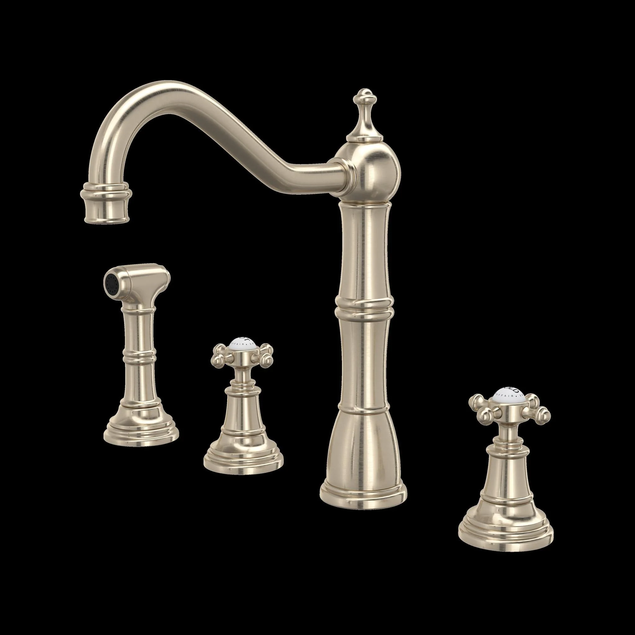 Perrin & Rowe U.4775 Edwardian Two Handle Kitchen Faucet With Side Spray - Image 6