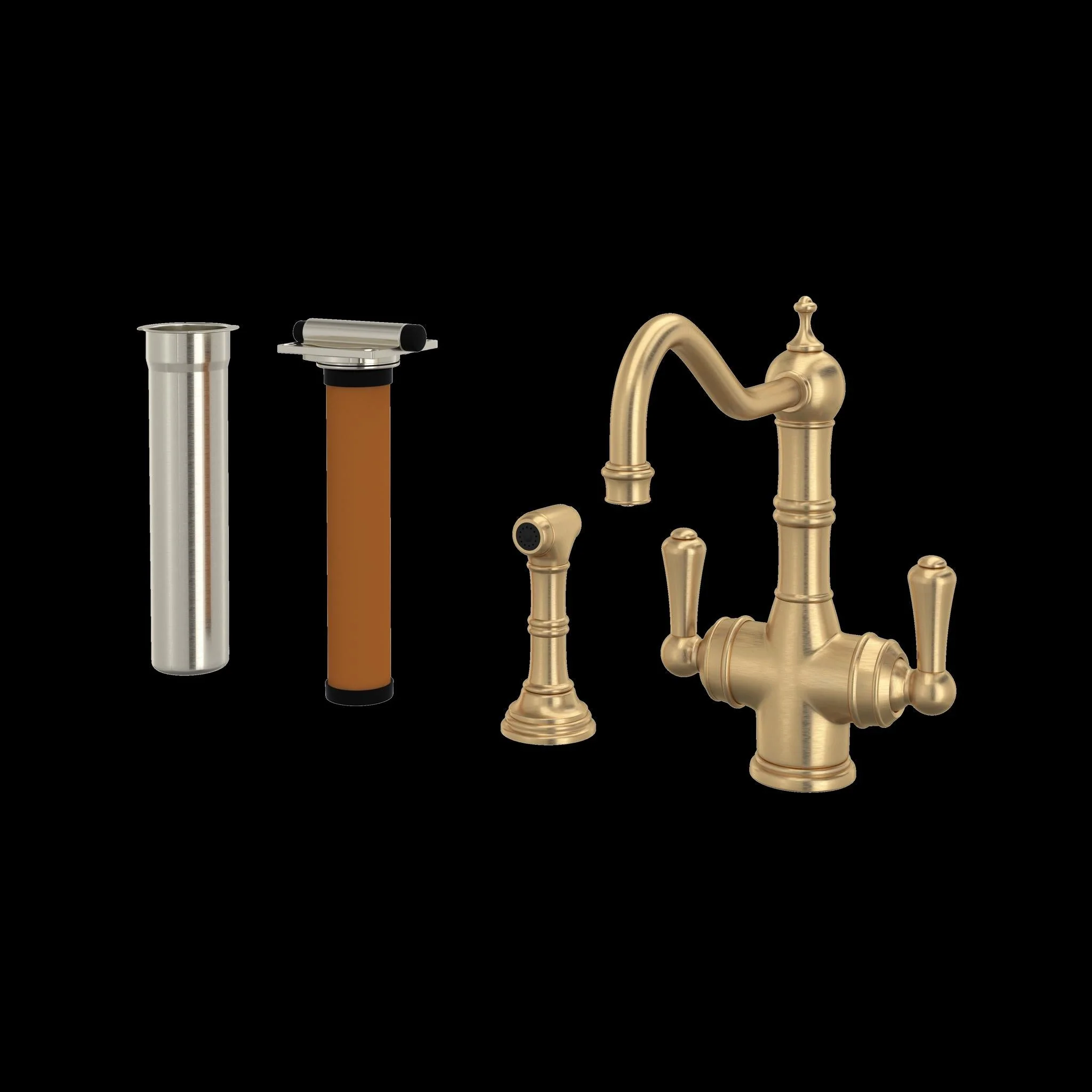 Perrin & Rowe U.KIT1570 Edwardian Two Handle Filter Kitchen Faucet Kit With Side Spray - Image 5