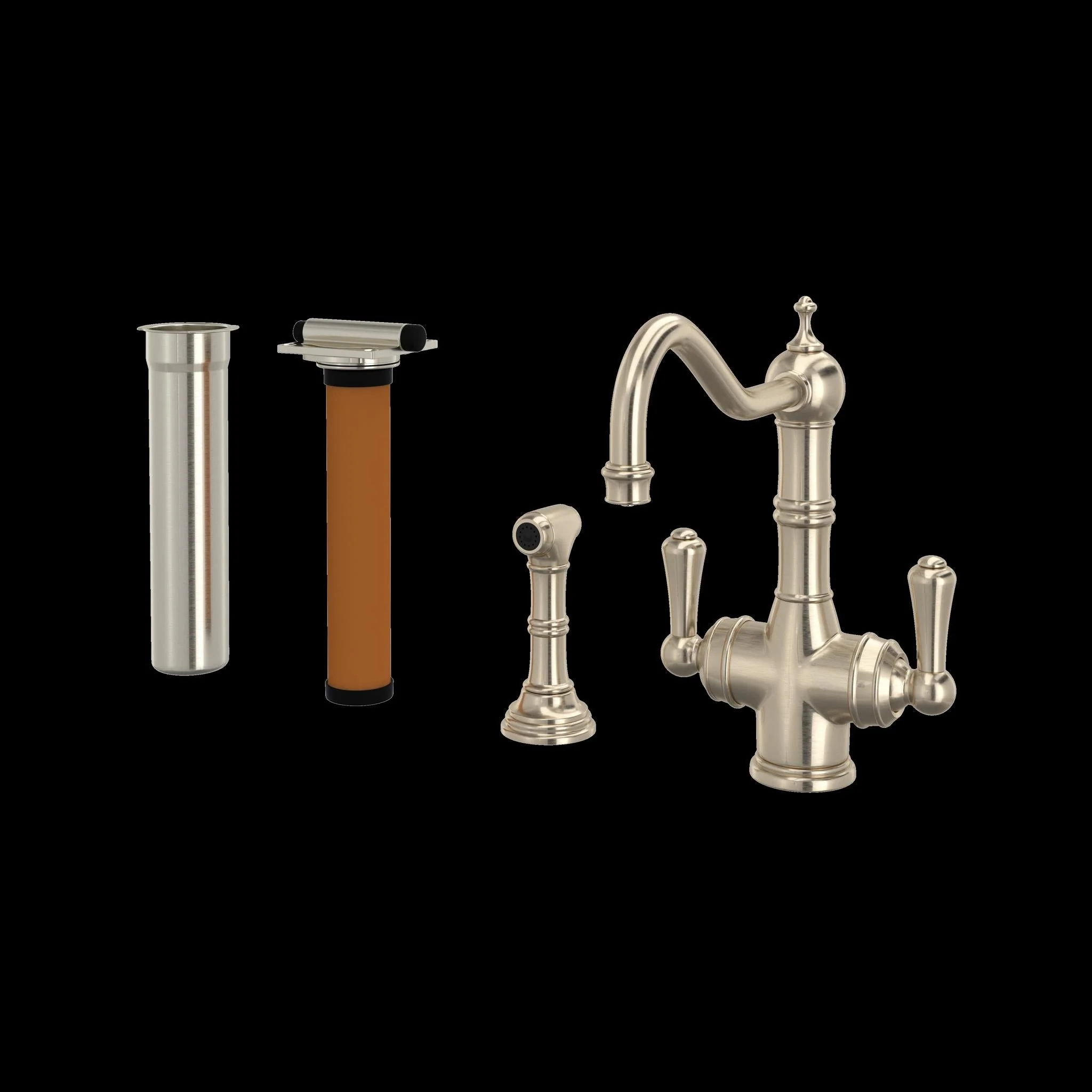 Perrin & Rowe U.KIT1570 Edwardian Two Handle Filter Kitchen Faucet Kit With Side Spray - Image 6
