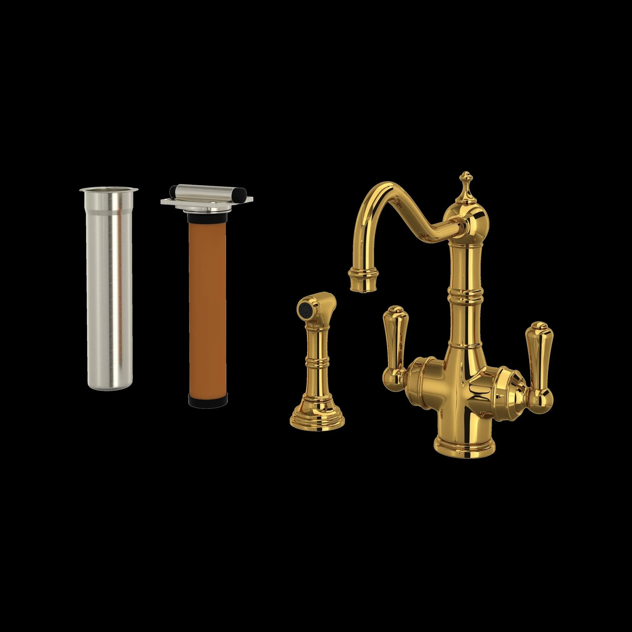 Perrin & Rowe U.KIT1570 Edwardian Two Handle Filter Kitchen Faucet Kit With Side Spray - Image 7
