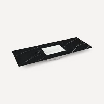 Robern Engineered Stone Top Quartz Stone Vanity Top, 56" x 1-1/8" x 23", Center Undercounter Sink, Three Hole, For Alisal - Image 3