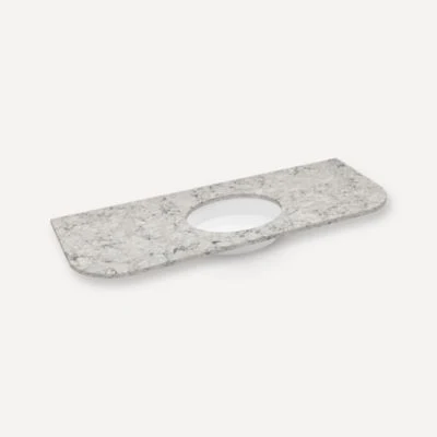 Robern Engineered Stone Top Quartz Stone Vanity Top, 56" x 1-1/8" x 23", Center Undercounter Sink, Three Hole, For Rosebrook