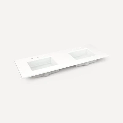 Robern Engineered Stone Top Quartz Stone Vanity Top, 60" x 1-1/8" x 23", Double Undercounter Sink, Three Hole, For Sendai and Mackey - Image 3