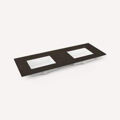 Robern Engineered Stone Top Quartz Stone Vanity Top, 60" x 1-1/8" x 23", Double Undercounter Sink, Three Hole, For Sendai and Mackey - Image 5