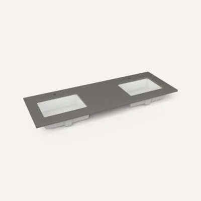 Robern Engineered Stone Top Quartz Stone Vanity Top, 61" x 3/4" x 22", Double Undercounter Sink, Single Hole - Image 3