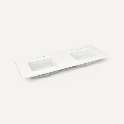Robern Engineered Stone Top Quartz Stone Vanity Top, 61" x 3/4" x 22", Double Undercounter Sink, Three Hole - Image 3