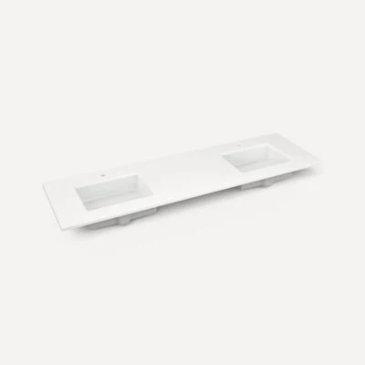 Robern Engineered Stone Top Quartz Stone Vanity Top, 73" x 3/4" x 22", Double Undercounter Sink, Single Hole - Image 4