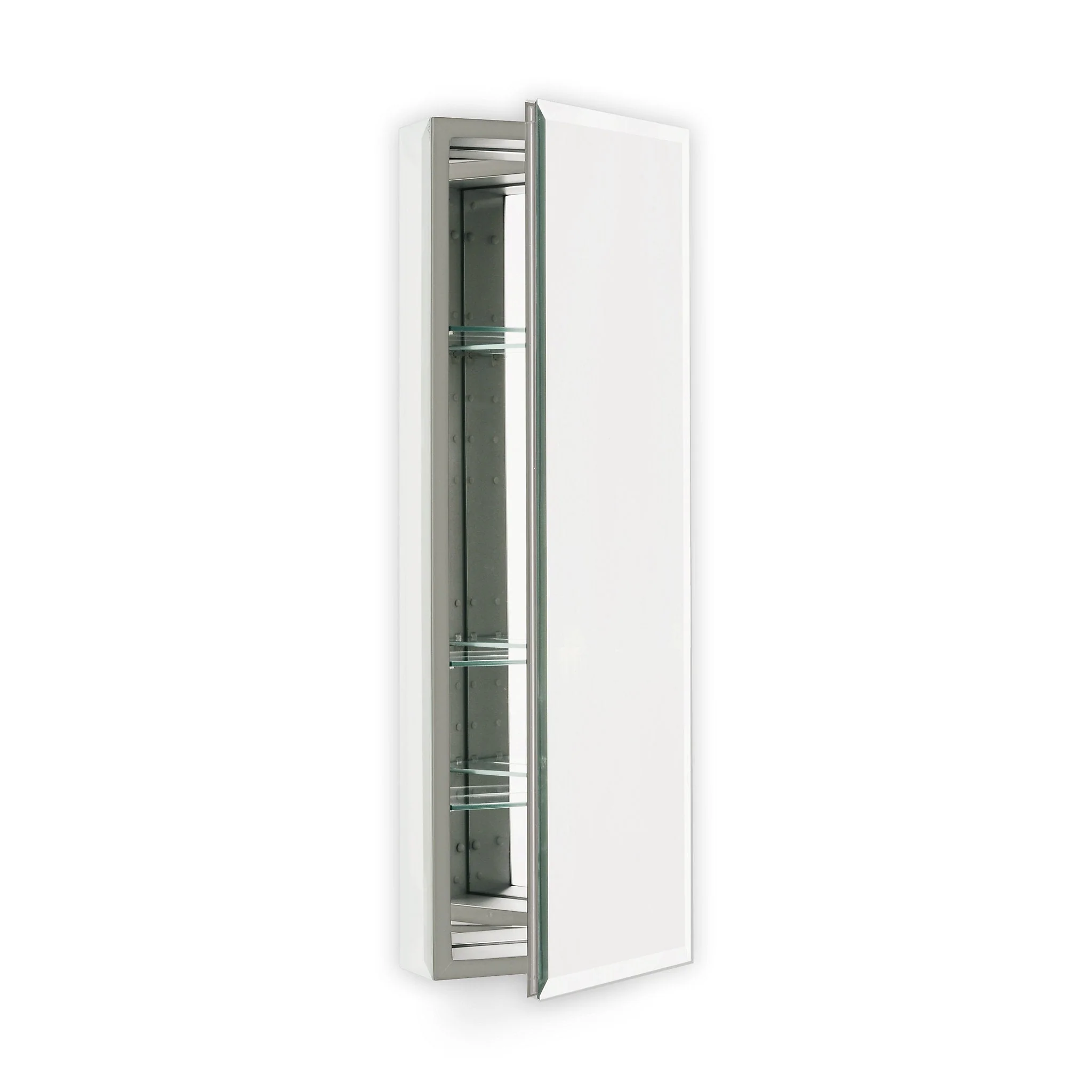 robern PLM1640GB PL Series Cabinet, 15-1/4" x 39-3/8" x 4", Flat Top, Bevel Edge, Non-Handed (Reversible), Classic Gray Interior, Non-Electric