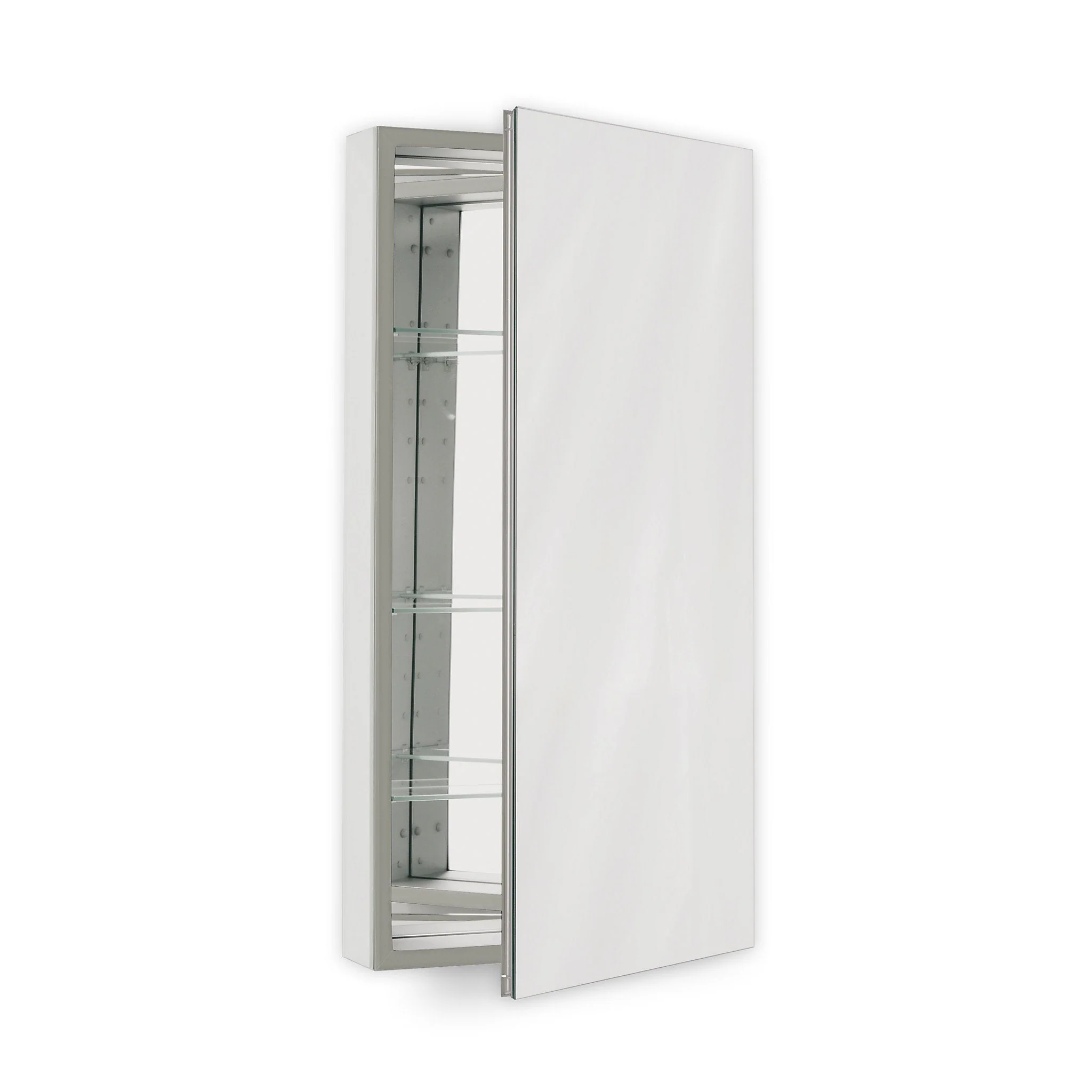 robern PLM2440W PL Series Cabinet, 23-1/4" x 39-3/8" x 4", Flat Top, Polished Edge, Non-Handed (Reversible), White Interior, Non-Electric
